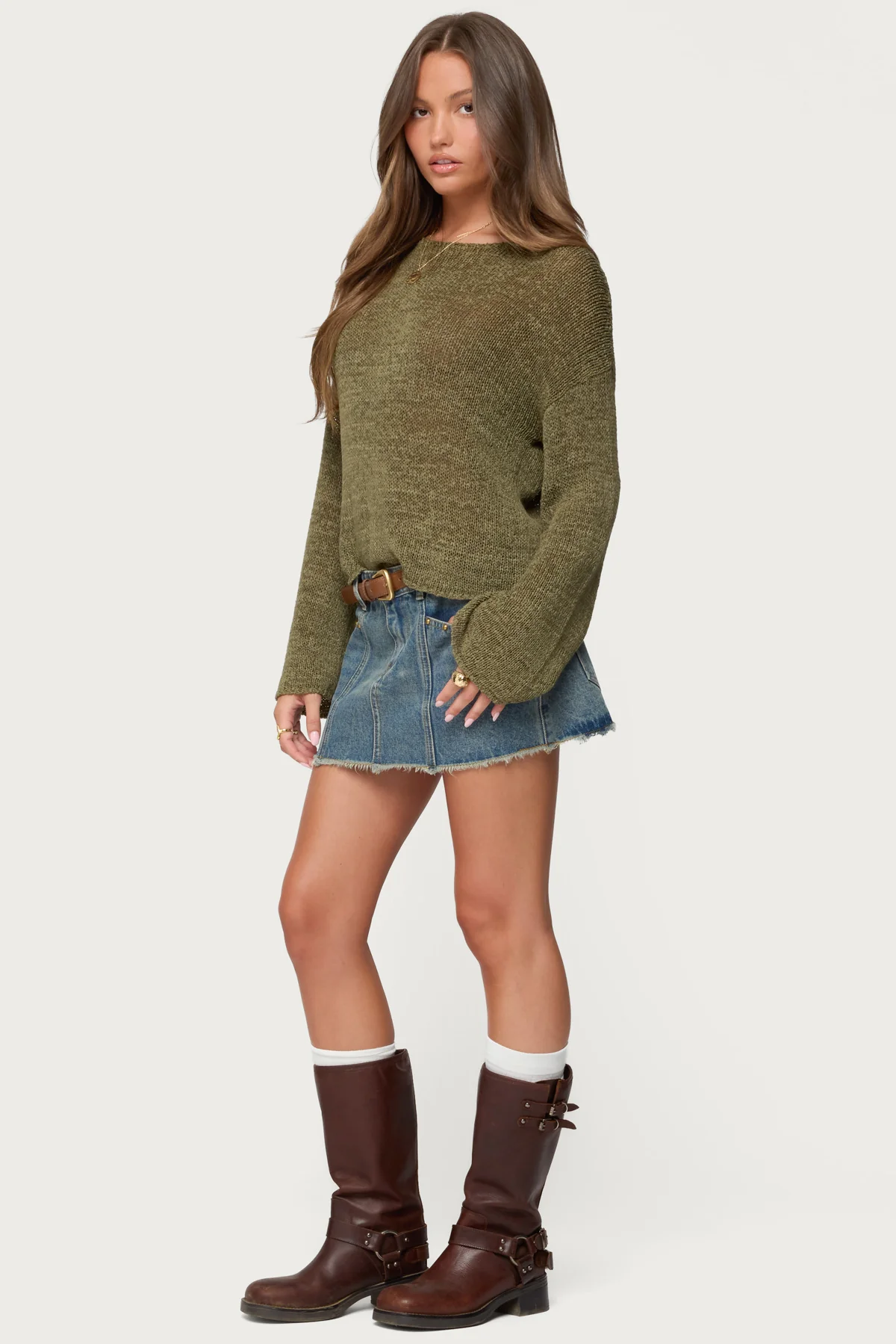 Keiko Studded Denim Mini Skirt - Image 4