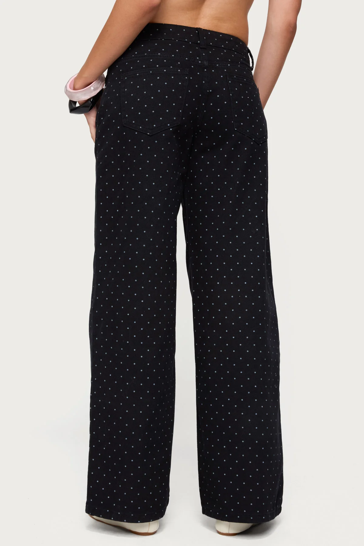 Misha Polka Dot Low Rise Baggy Jeans - Image 5