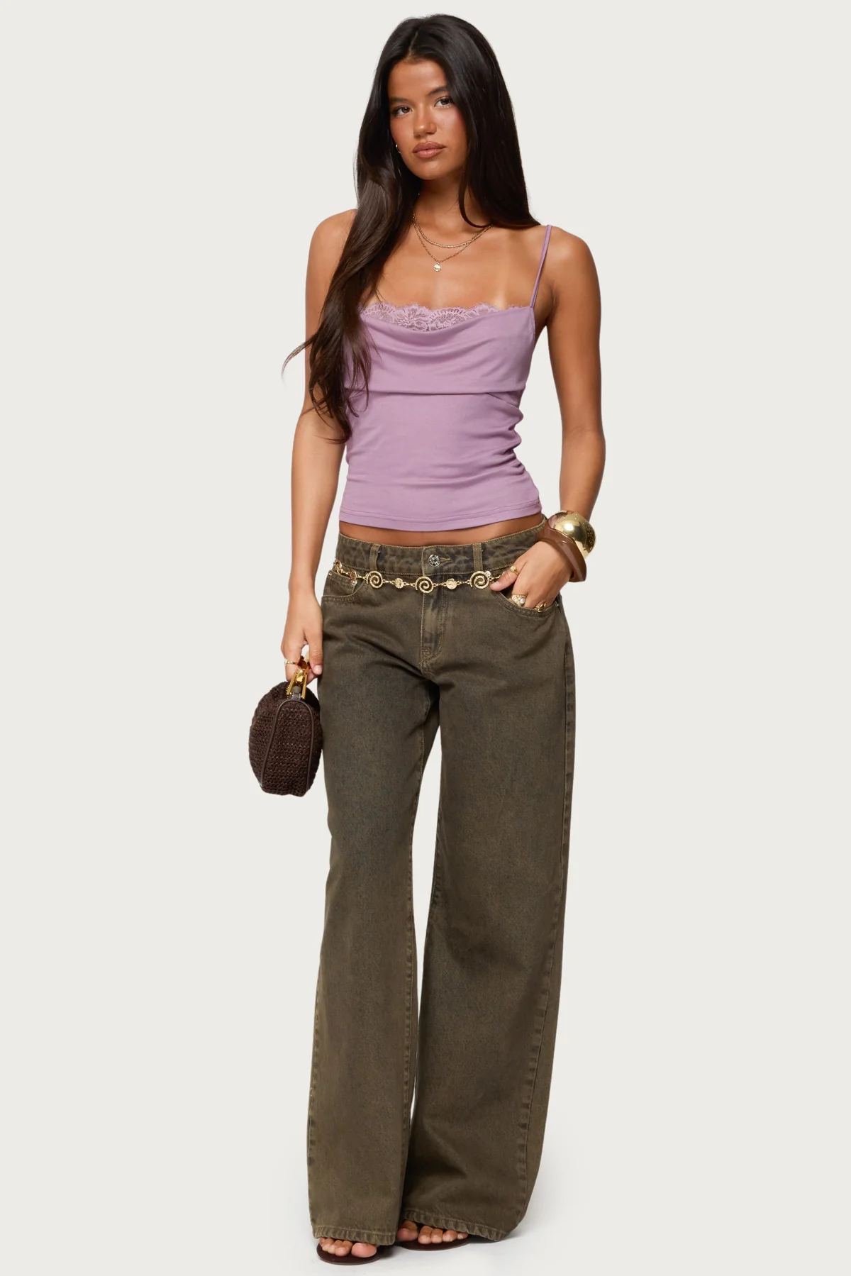 Bobbie Layered Lace Cowl Neck Top - Image 2