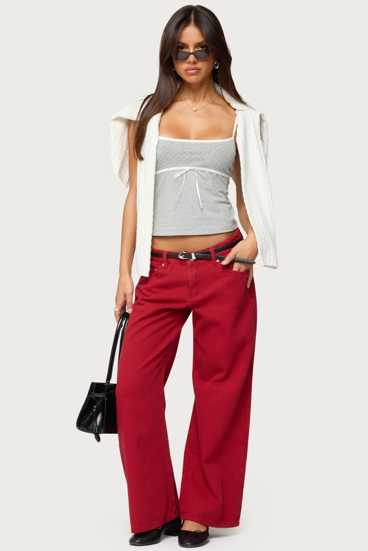 Rhoda Contrast Polka Dot Tank Top - Image 2