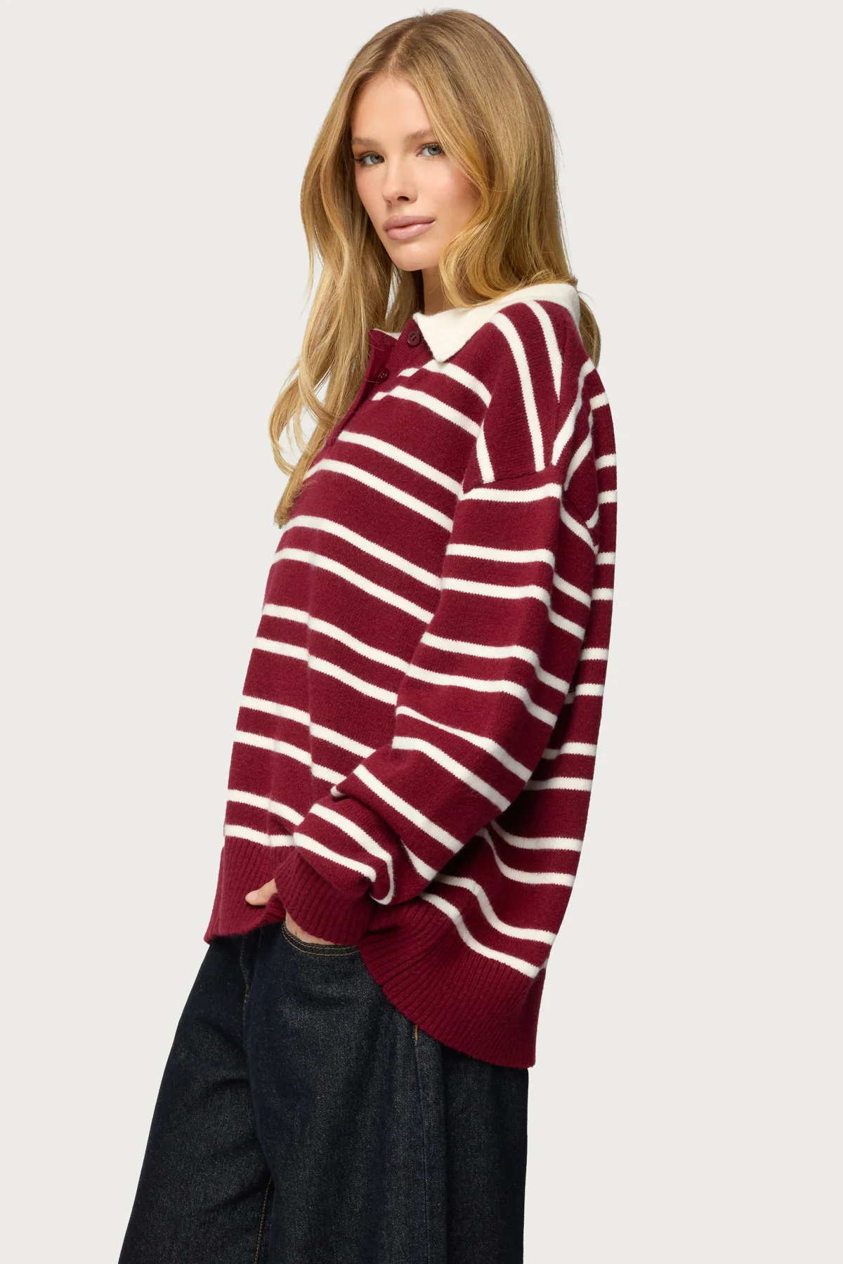 Rilynn Striped Polo Sweater - Image 4