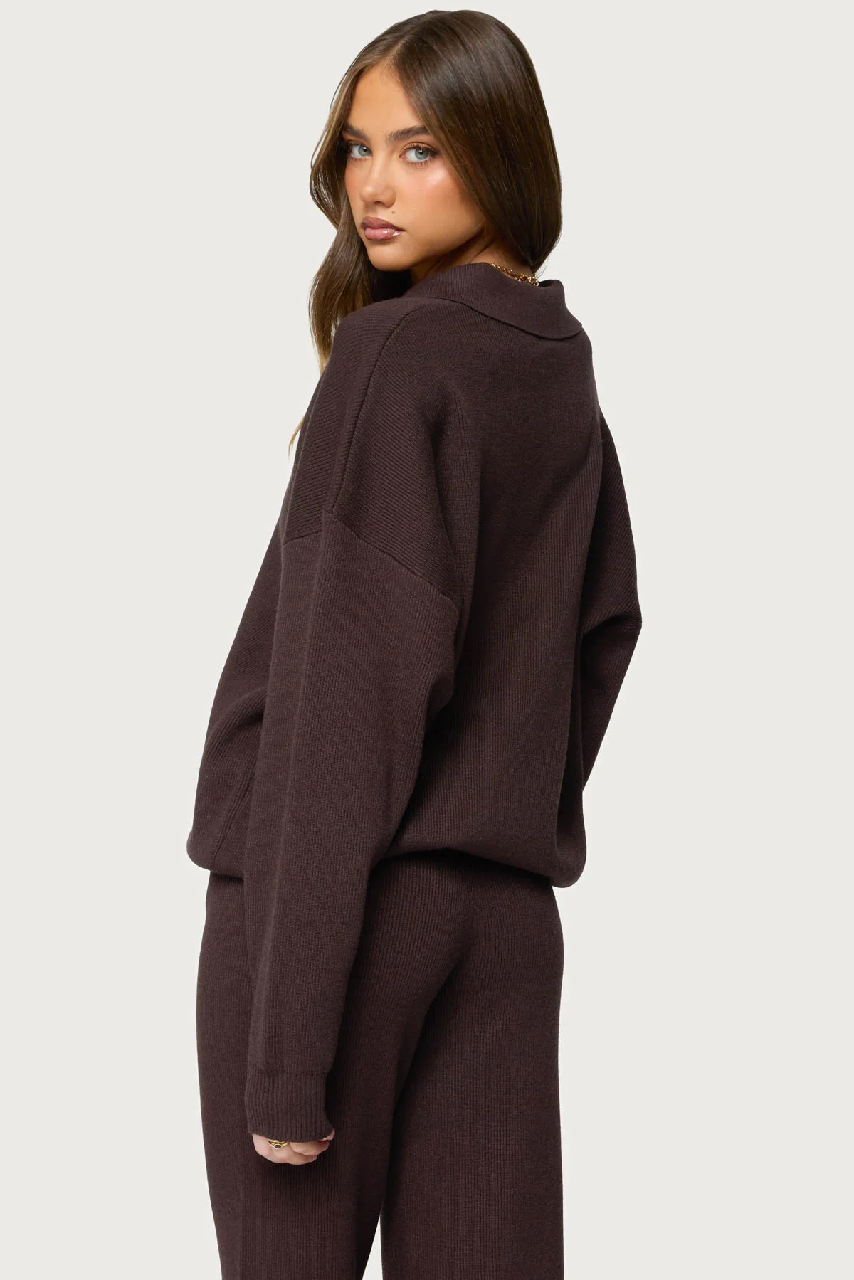 Lorie Oversized Knit Polo Sweater - Image 5