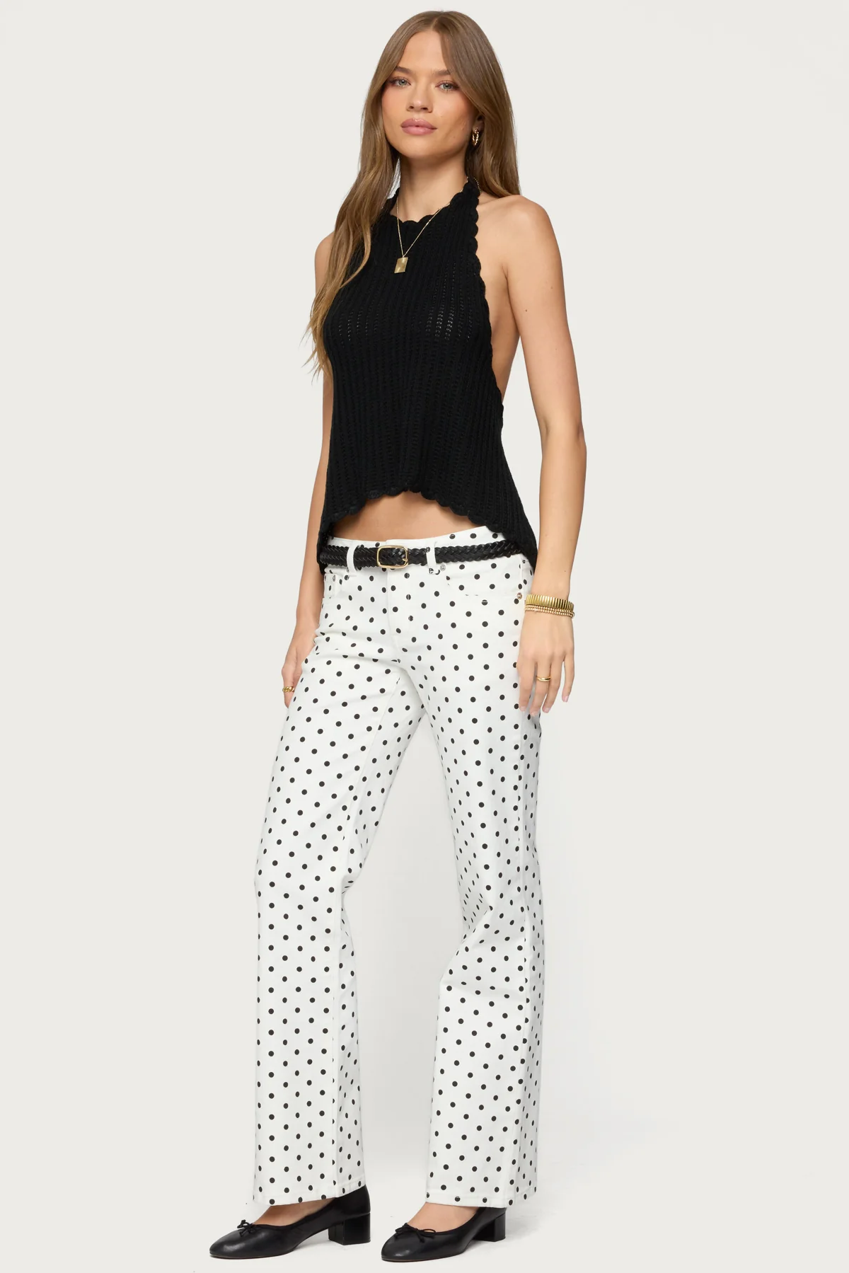 Romily Polka Dot Low Rise Straight Leg Jeans - Image 4