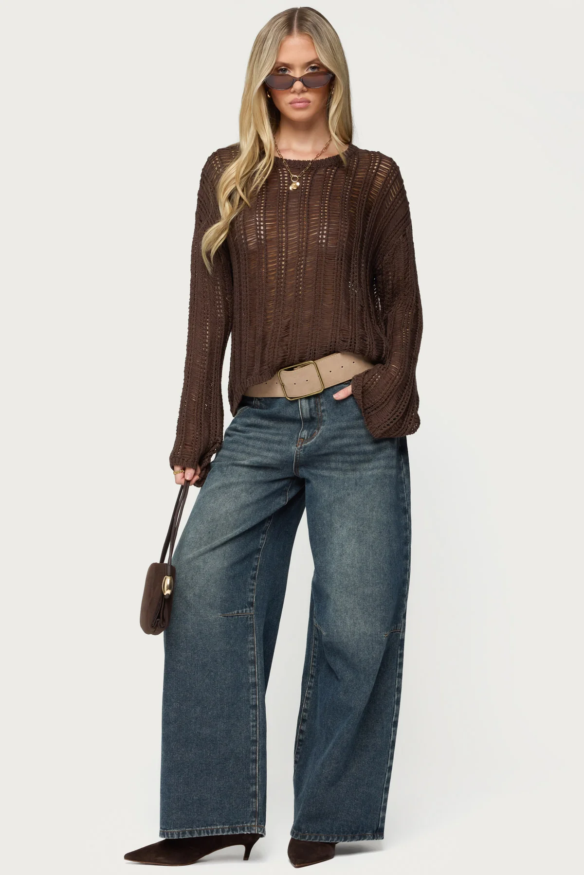 Jaide Sheer Ladder Knit Sweater - Image 2