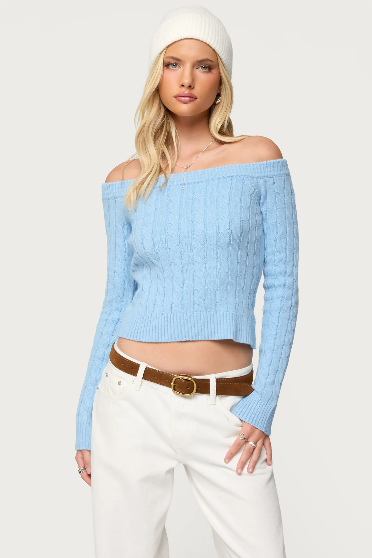 Taniza Off Shoulder Cable Knit Sweater - Image 2