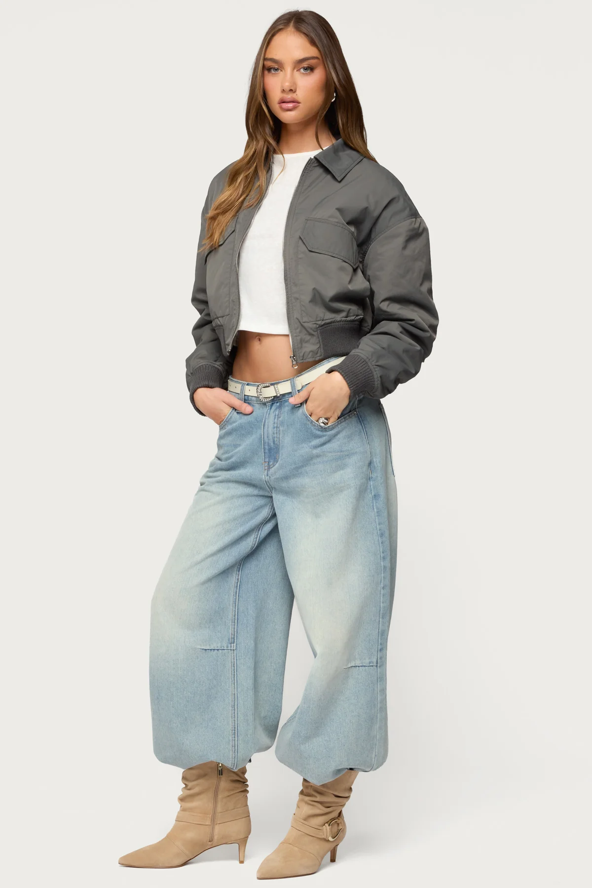 Dolan Ruched Oversized Bomber Jacket - Image 4