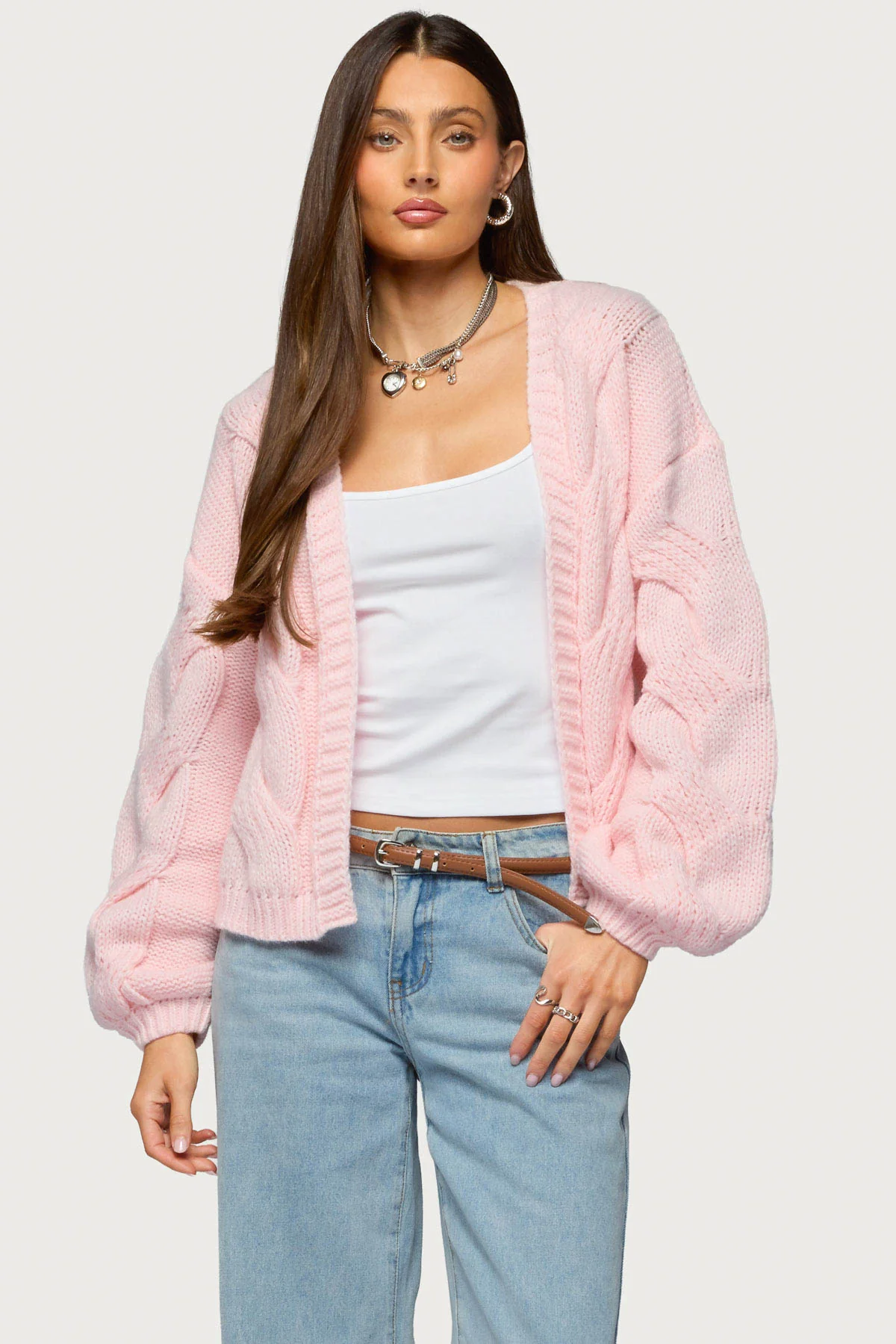 Braiden Chunky Cable Knit Cardigan - Image 2