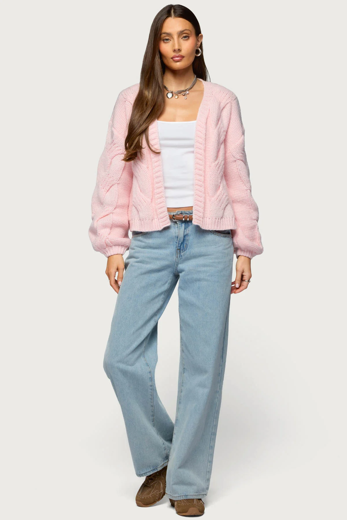 Braiden Chunky Cable Knit Cardigan - Image 5