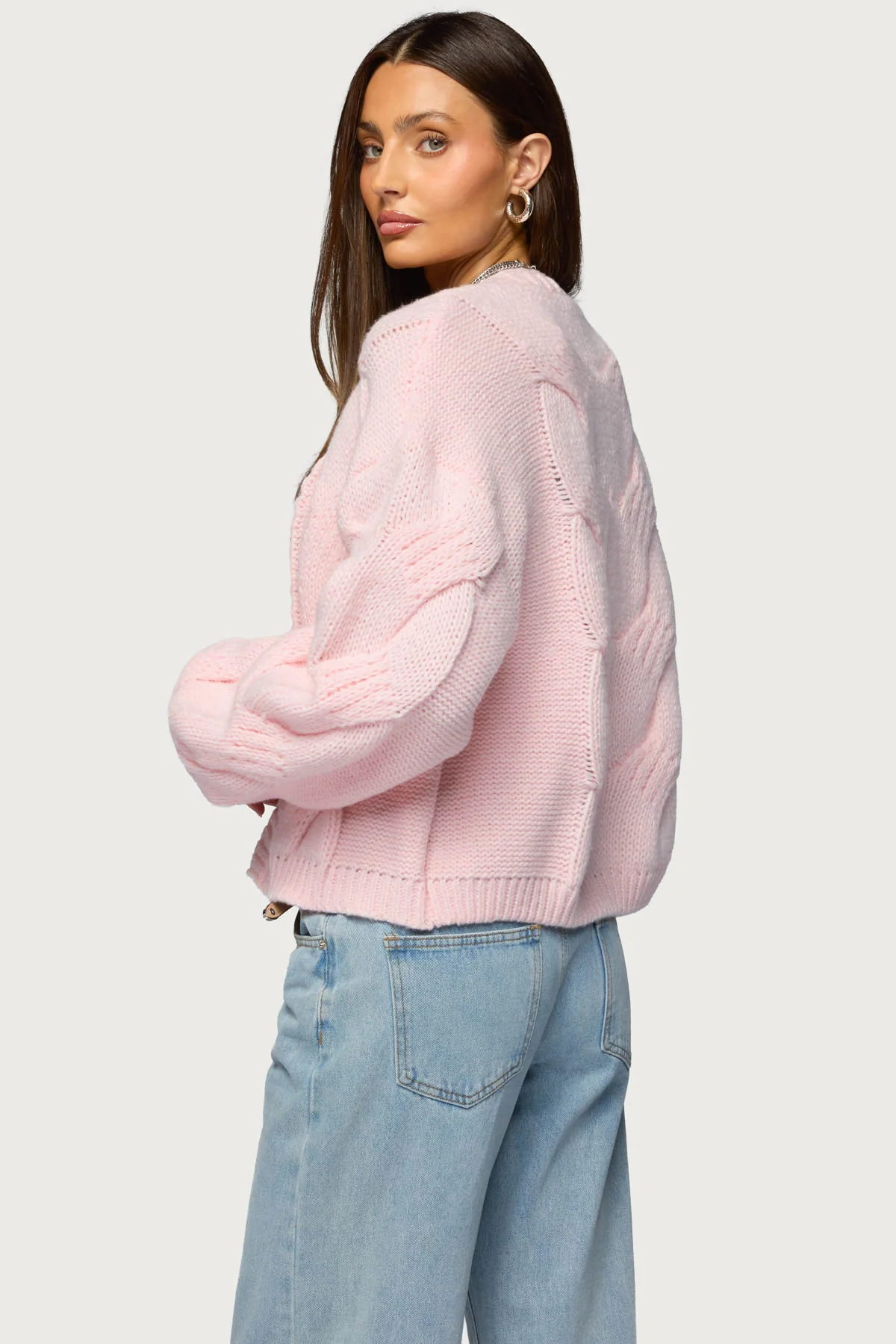 Braiden Chunky Cable Knit Cardigan - Image 6