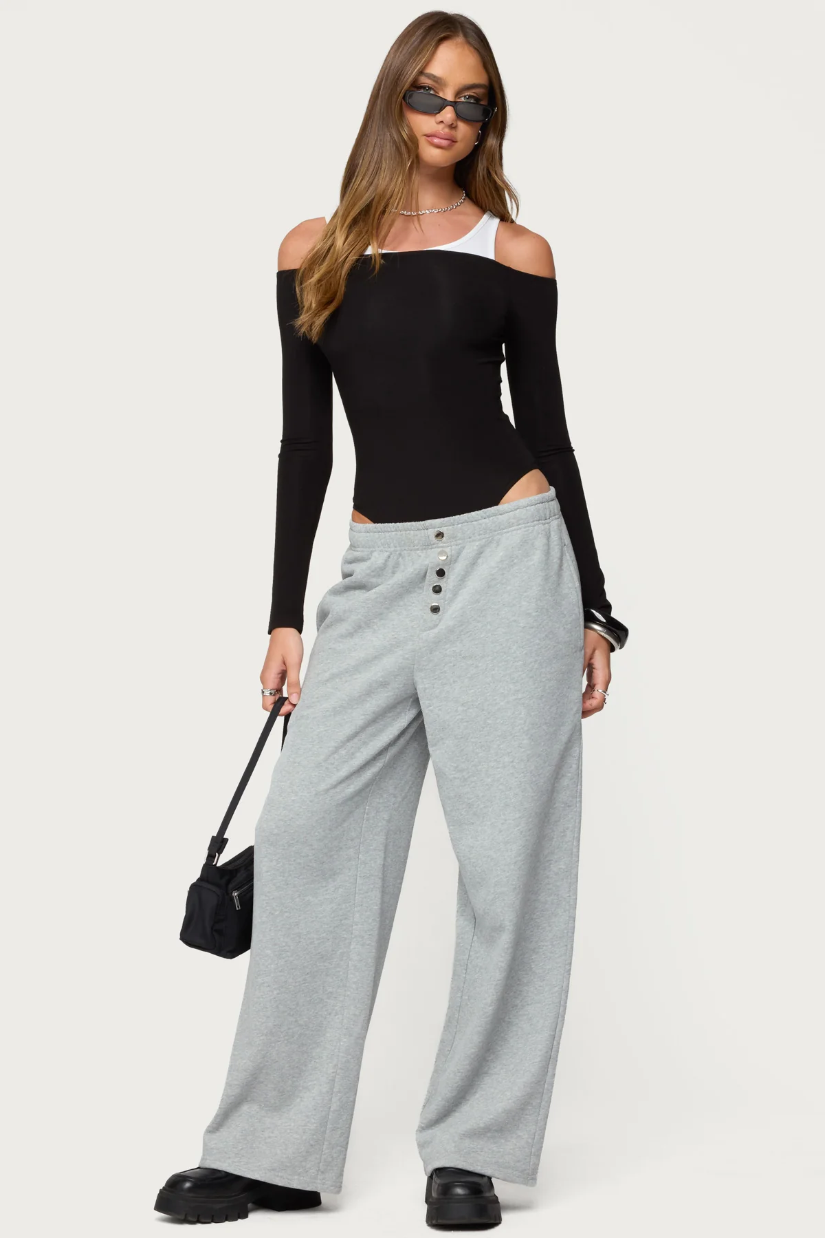 Layered Ribbed Off Shoulder Bodysuit - Image 2