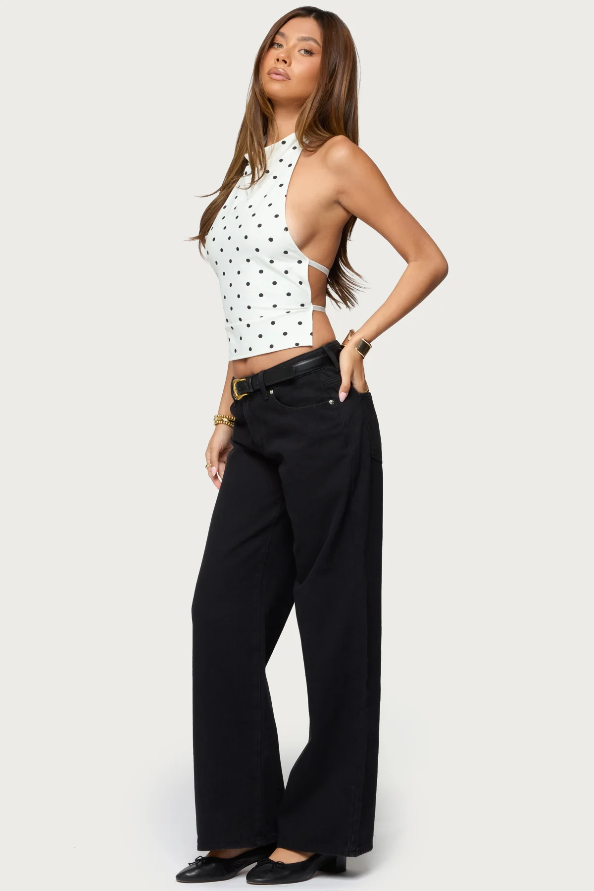 Raiya Polka Dot Backless Halter Top - Image 2