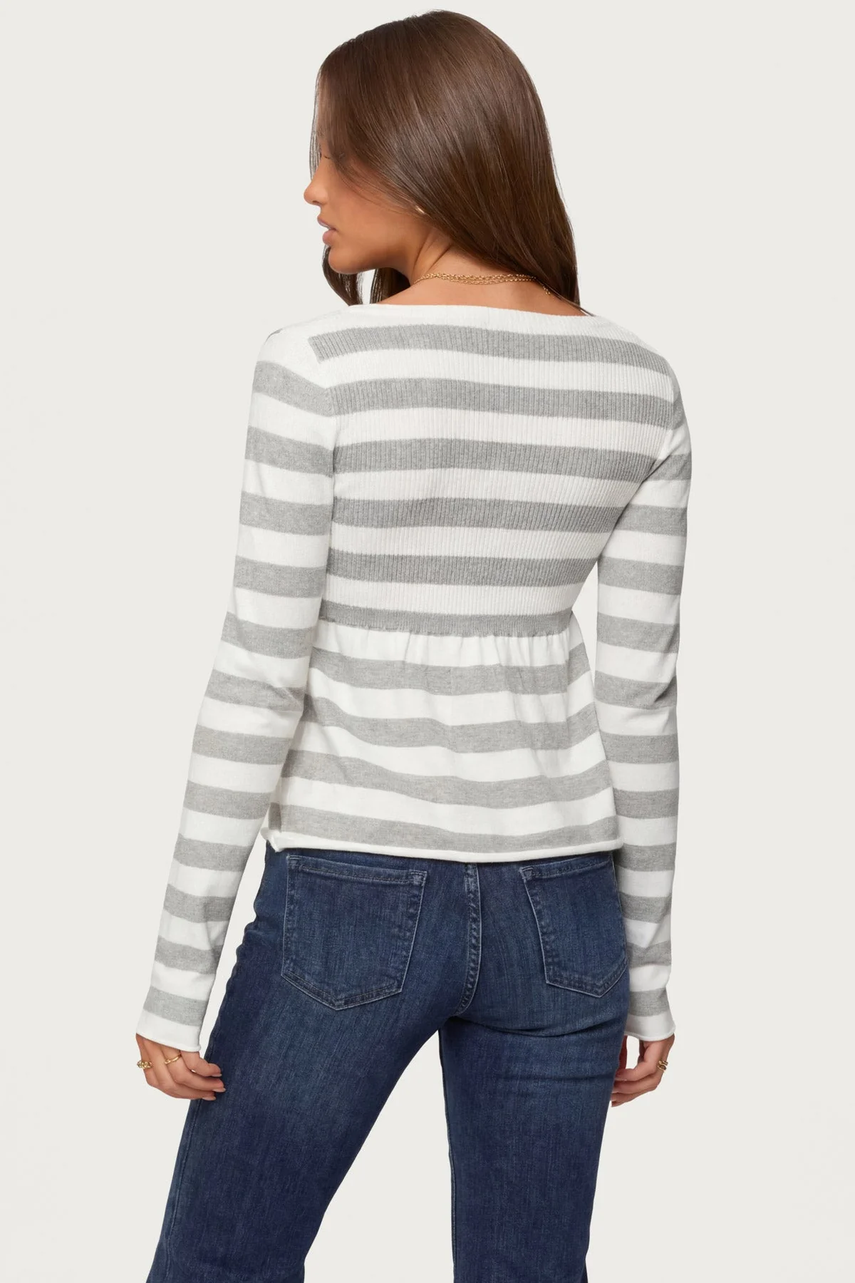 Lockie Striped Knit Babydoll Top - Image 4