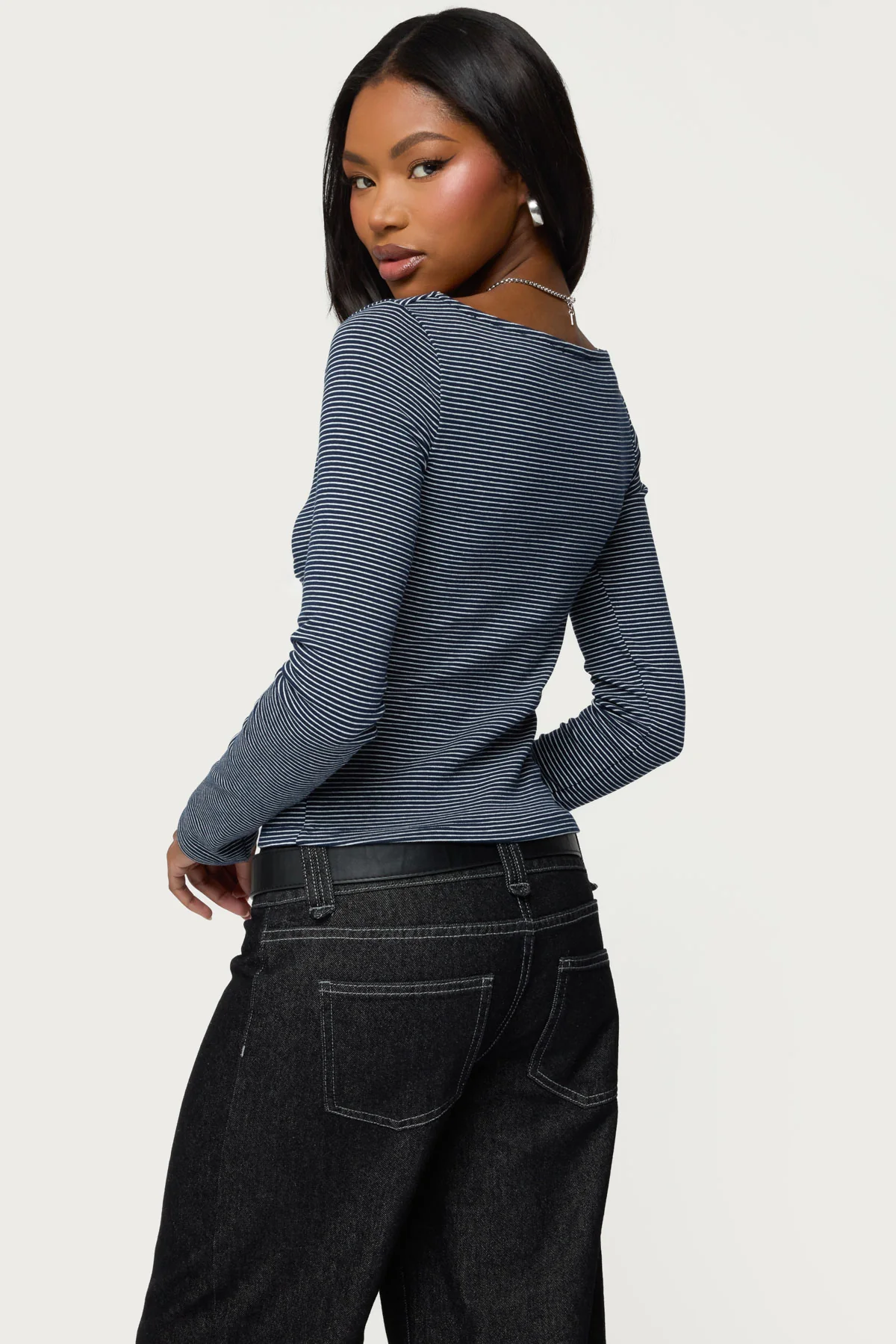 Loria Striped Boat Neck Top - Image 4