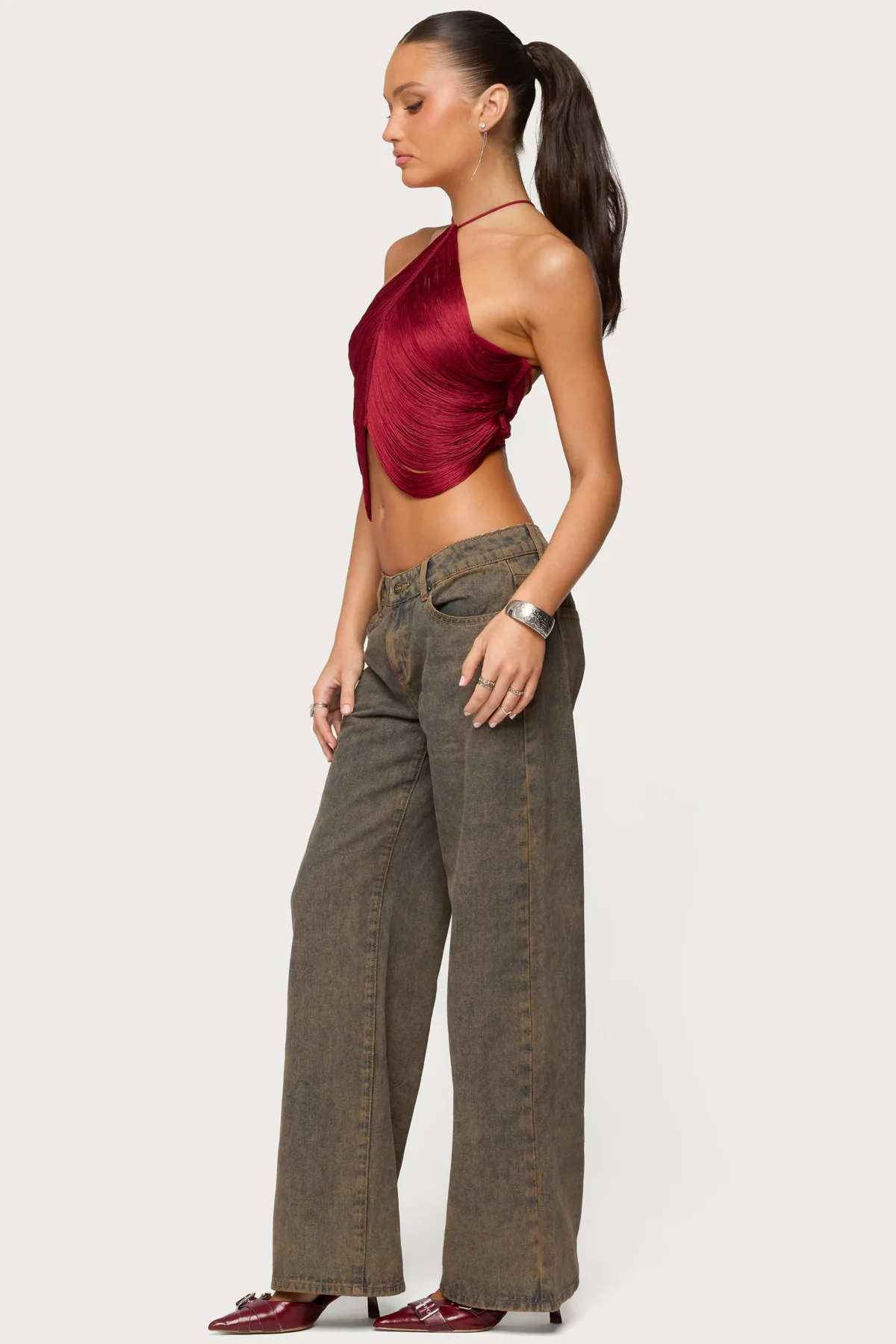 Hara Fringed Crisscross Backless Top - Image 3