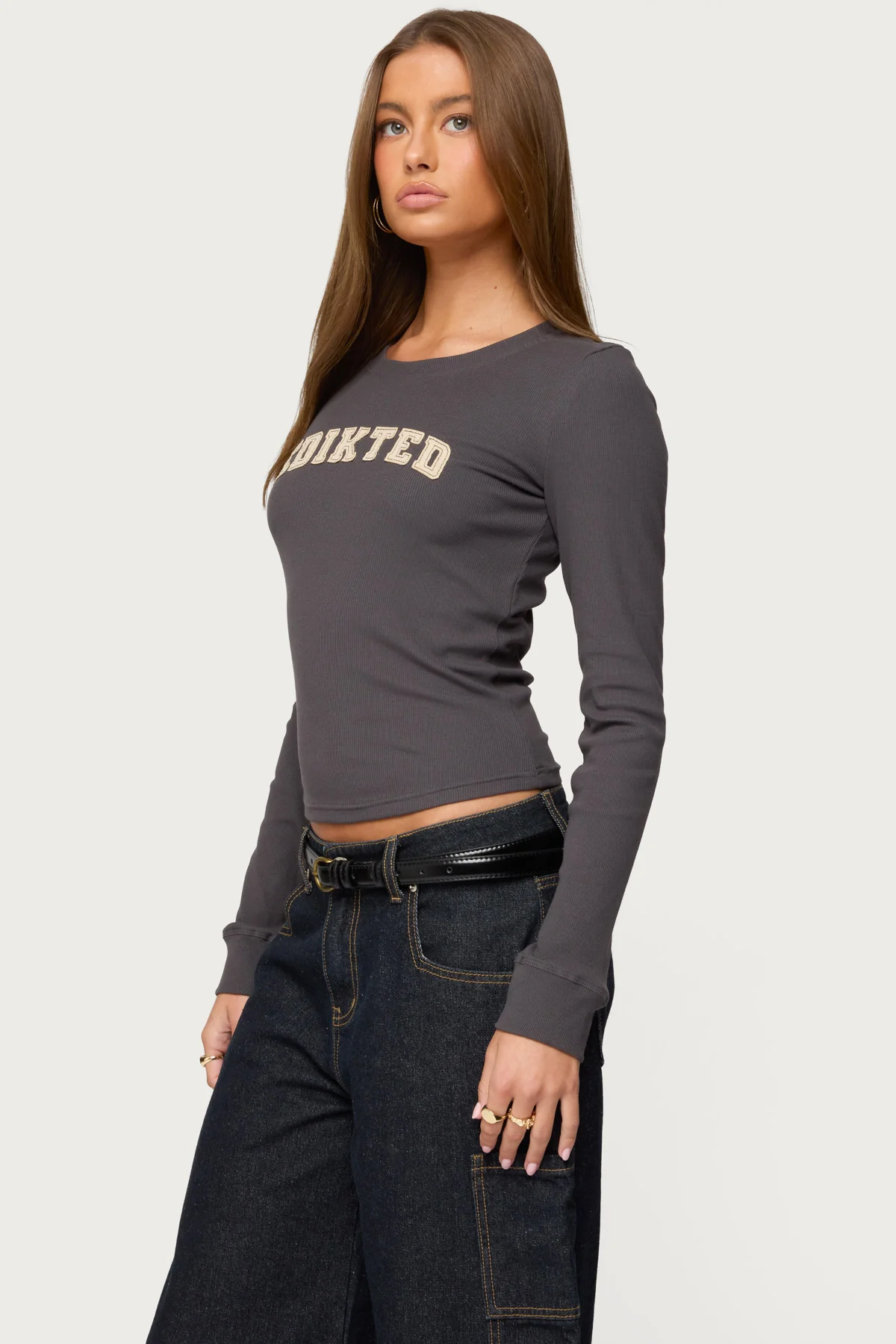 Essential Edikted Ribbed T Shirt - Image 3