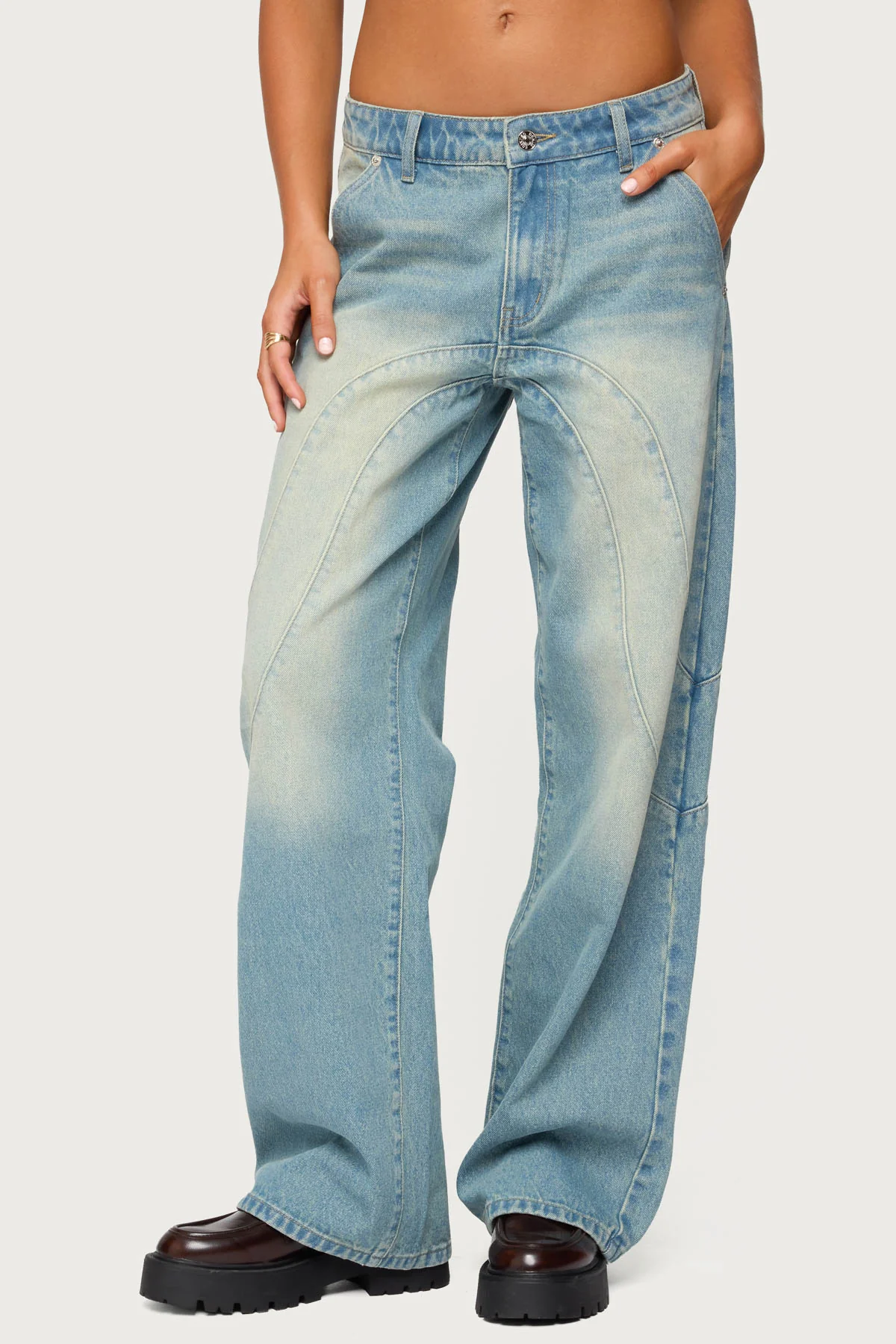 Kiria Stitched Low Rise Baggy Jeans - Image 2