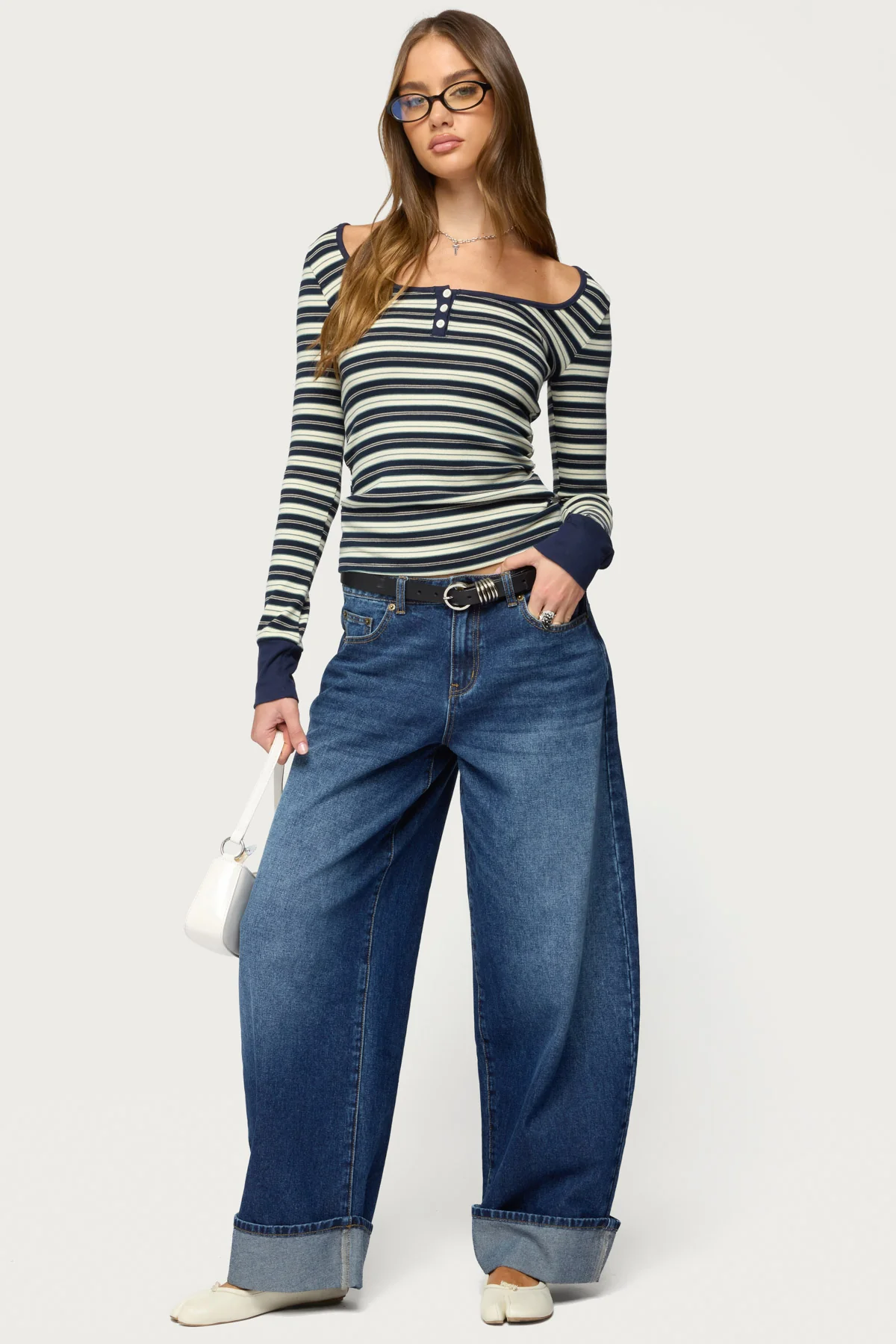 Jaida Striped Henley Top - Image 2