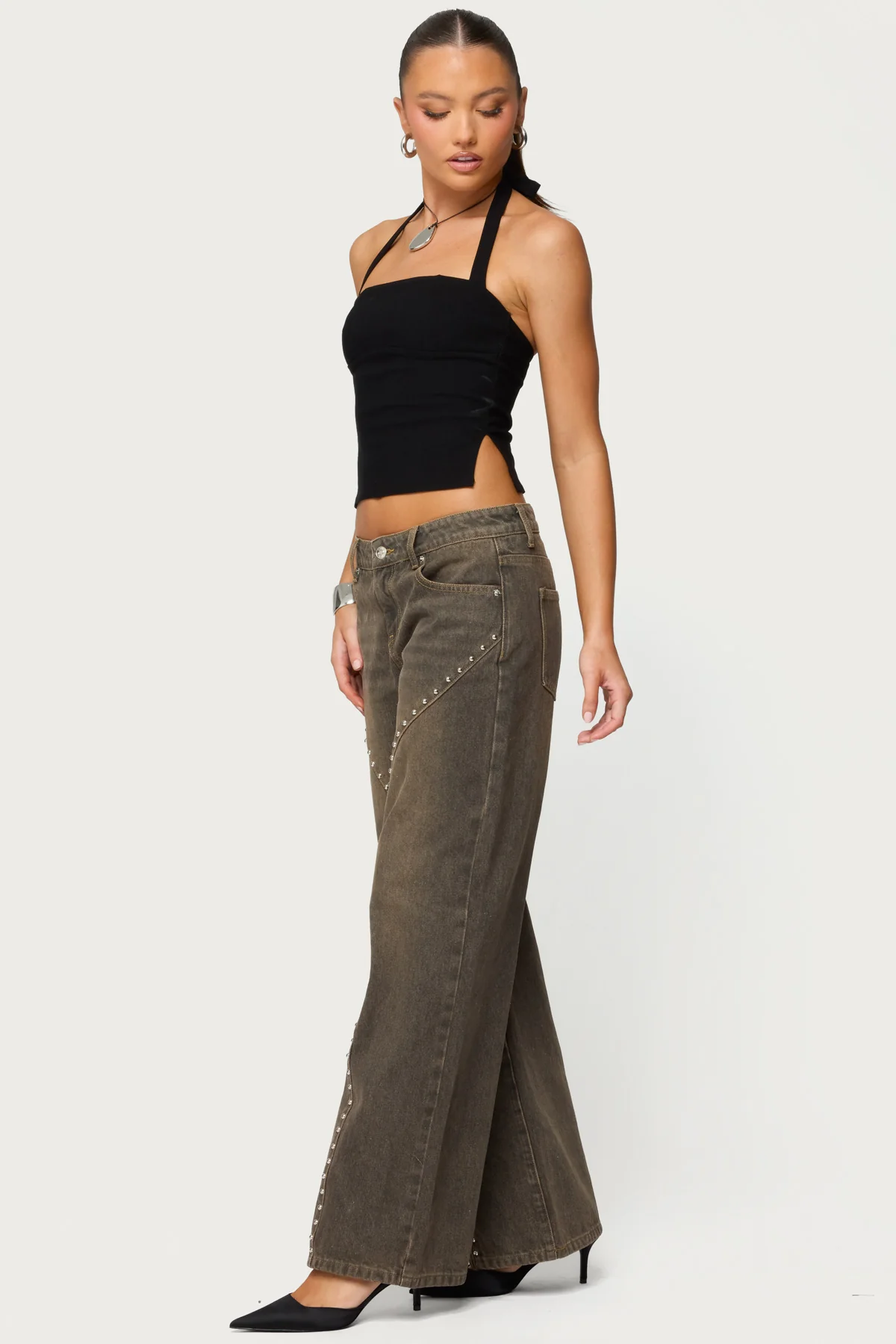 Charliza Stud Low Rise Baggy Jeans - Image 3