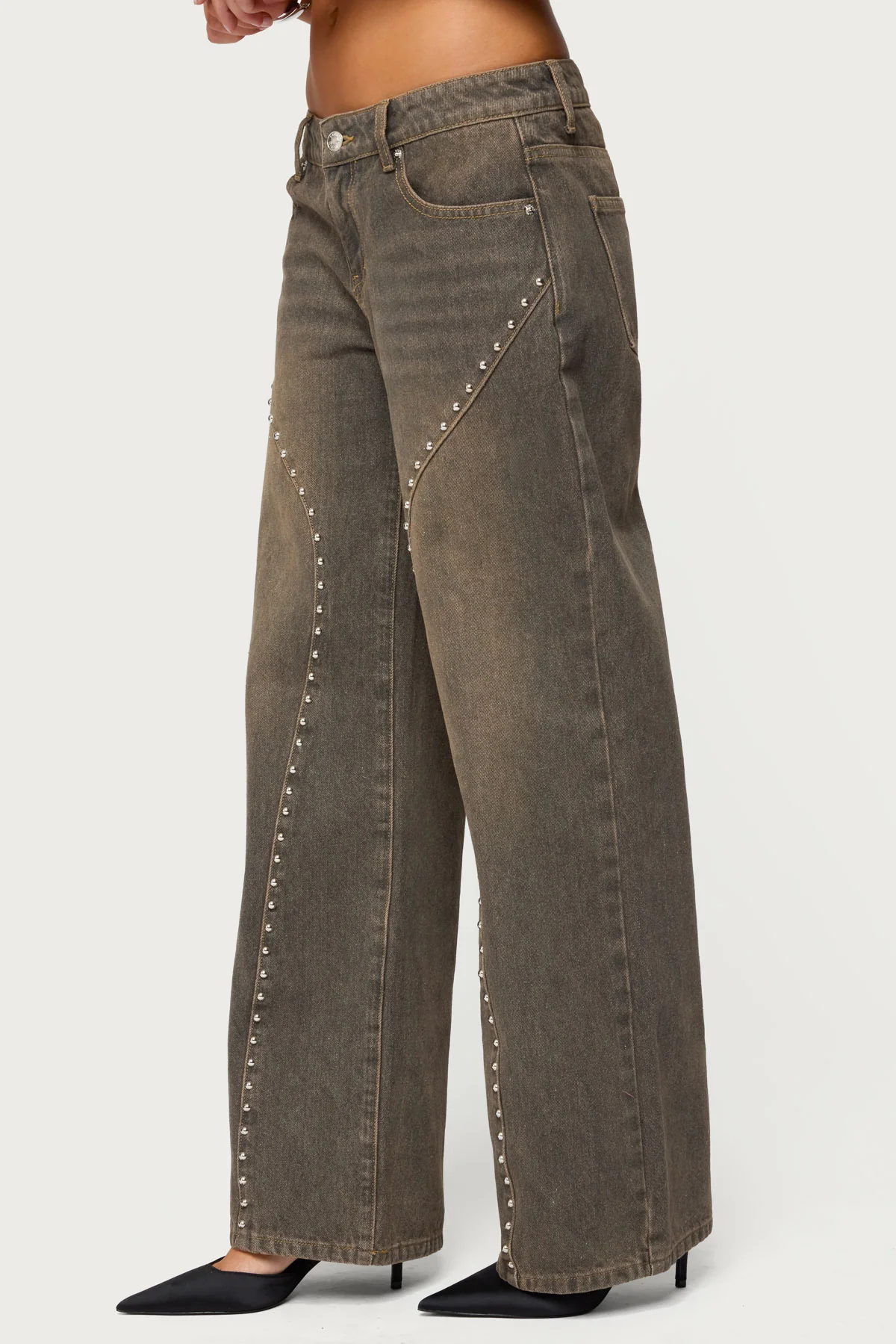 Charliza Stud Low Rise Baggy Jeans - Image 4