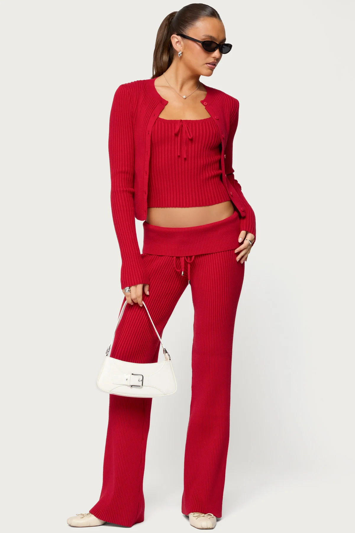 Adannah Ribbed Knit Button Up Cardigan - Image 3