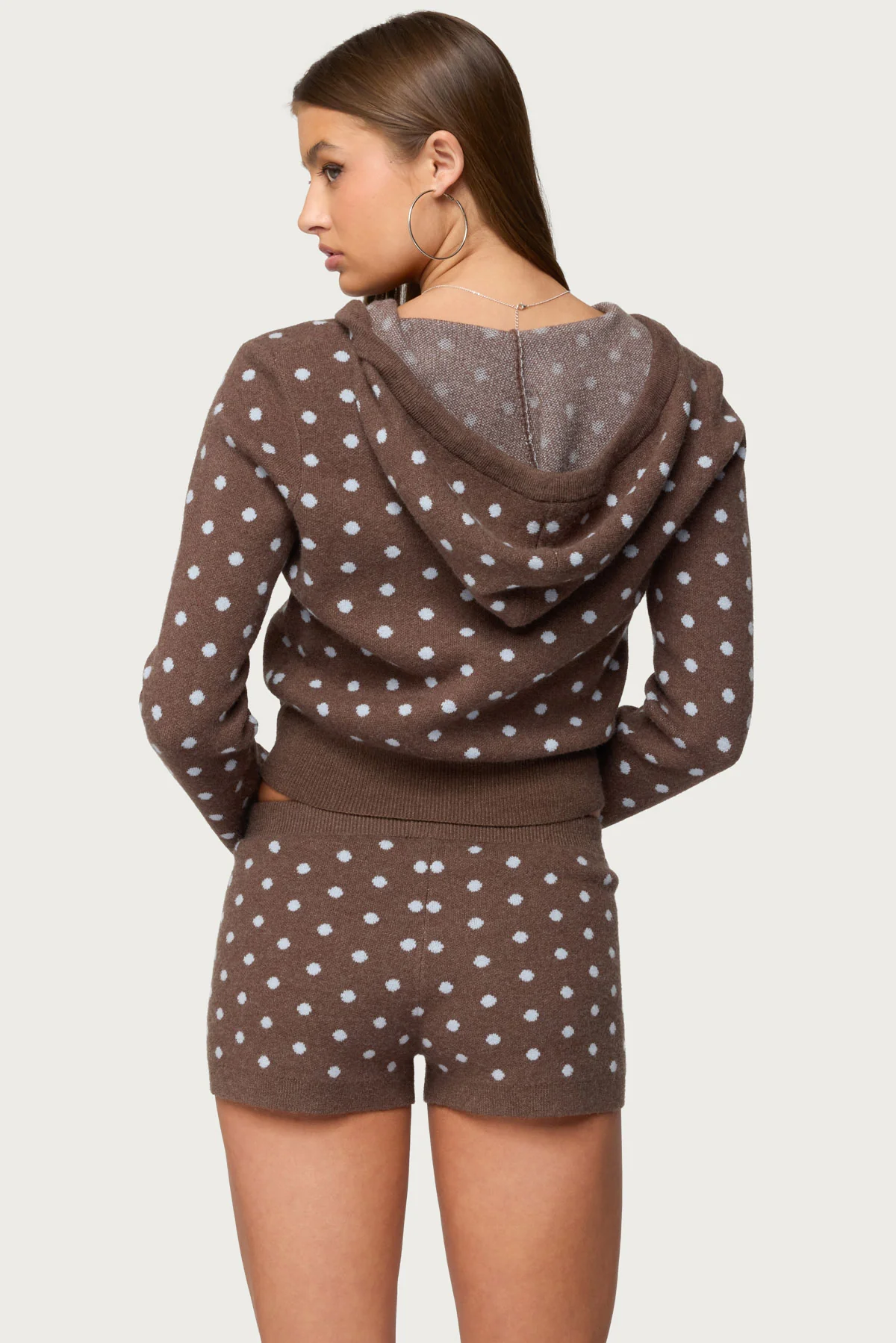 Kenny Polka Dot Knit Zip Up Hooded Cardigan - Image 4