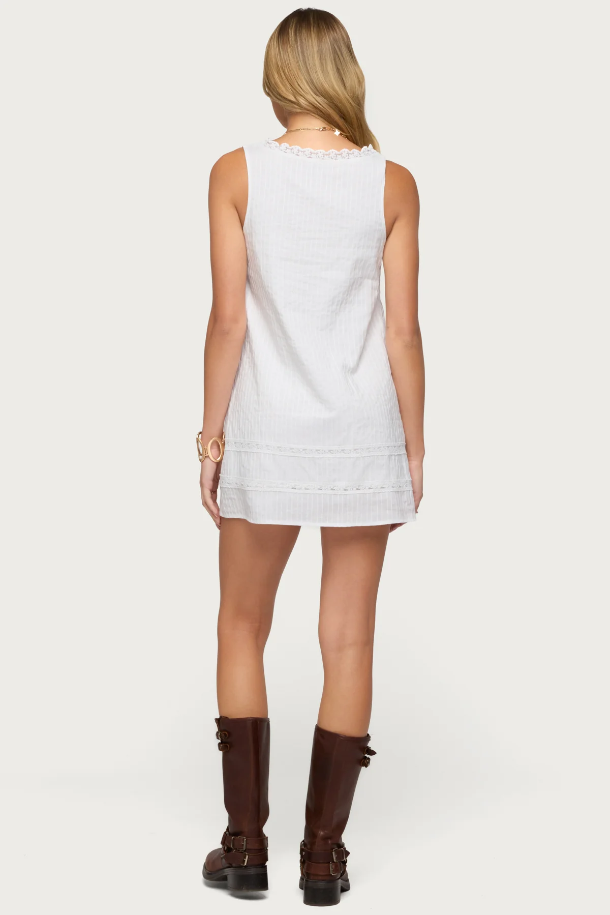 Doroh Lacey Striped Cotton Mini Dress - Image 4