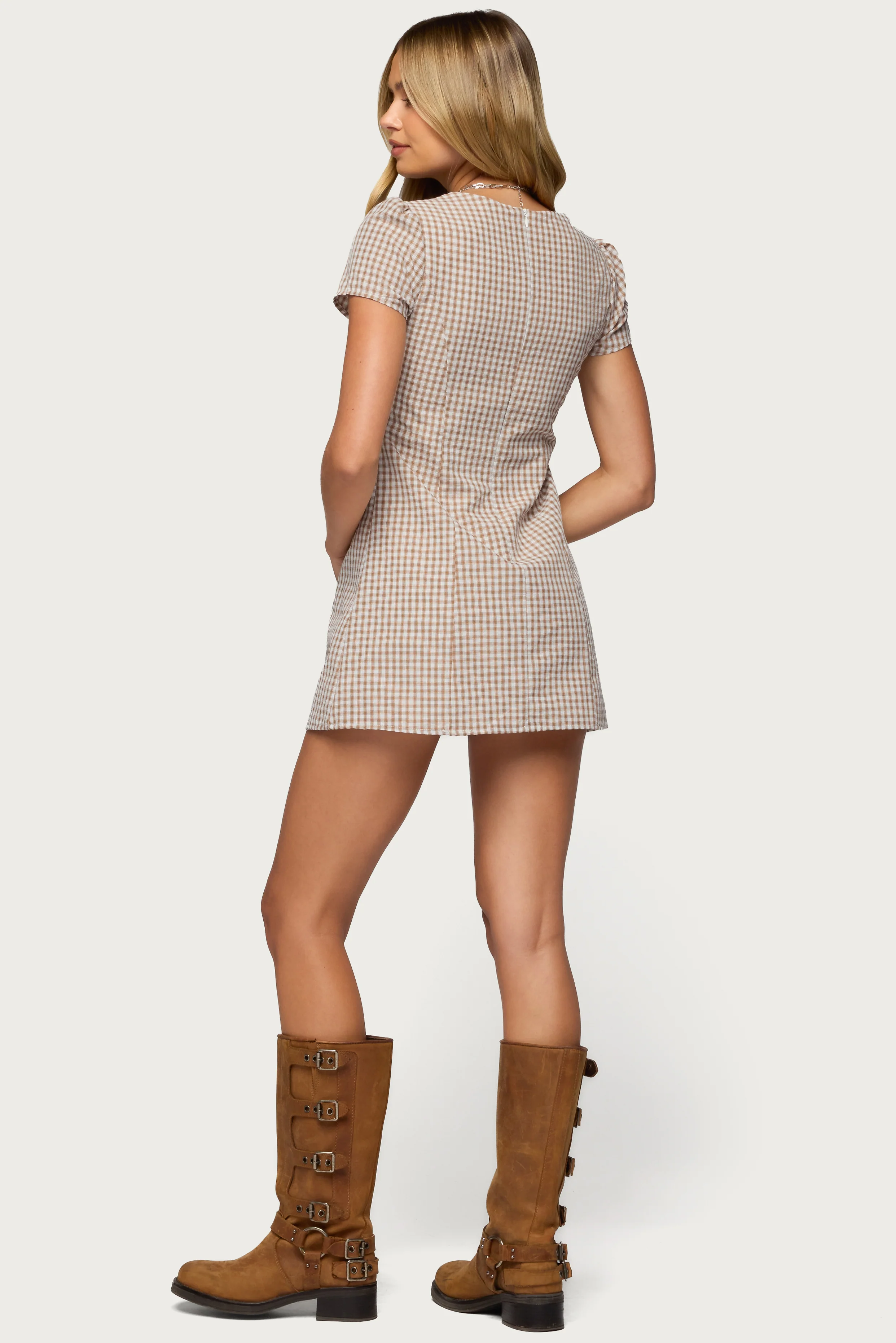 Arli Gingham Button Up Romper - Image 3