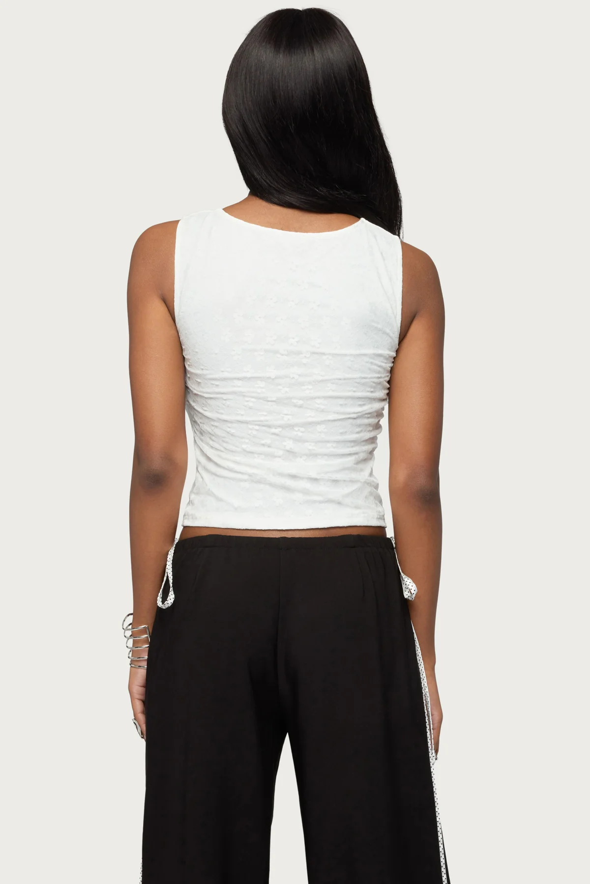 Elisia Twist Cutout Flower Lace Top - Image 5