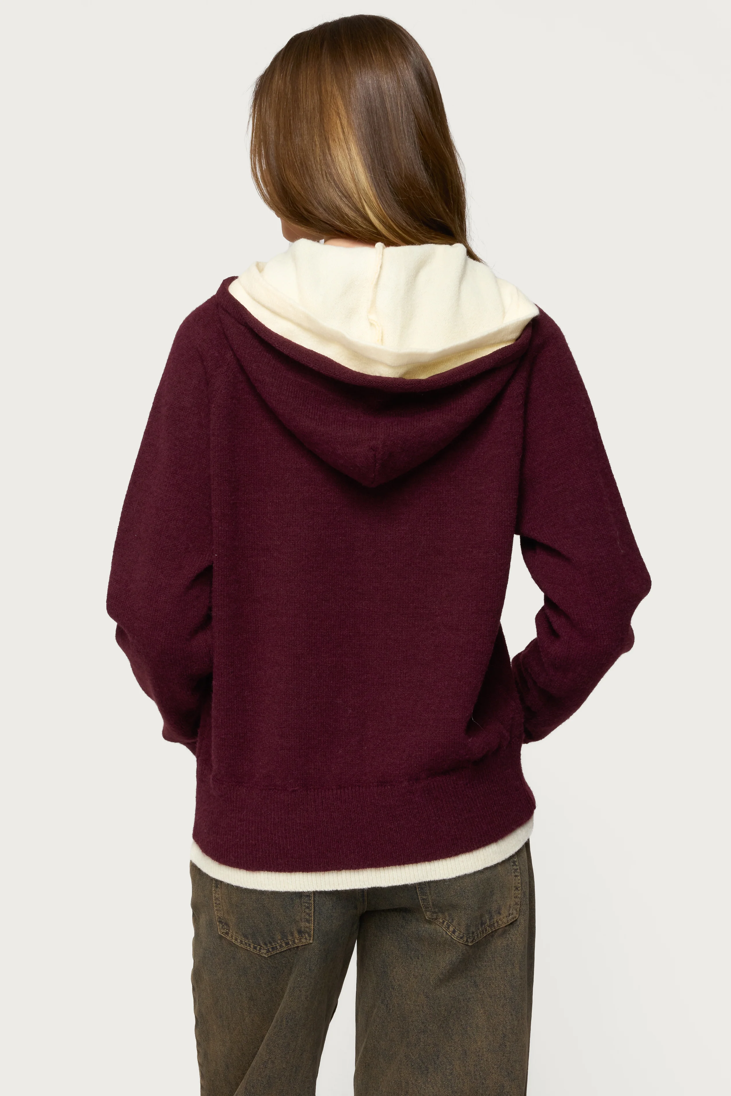 Edikted Varsity Contrast Layered Knit Hoodie - Image 4