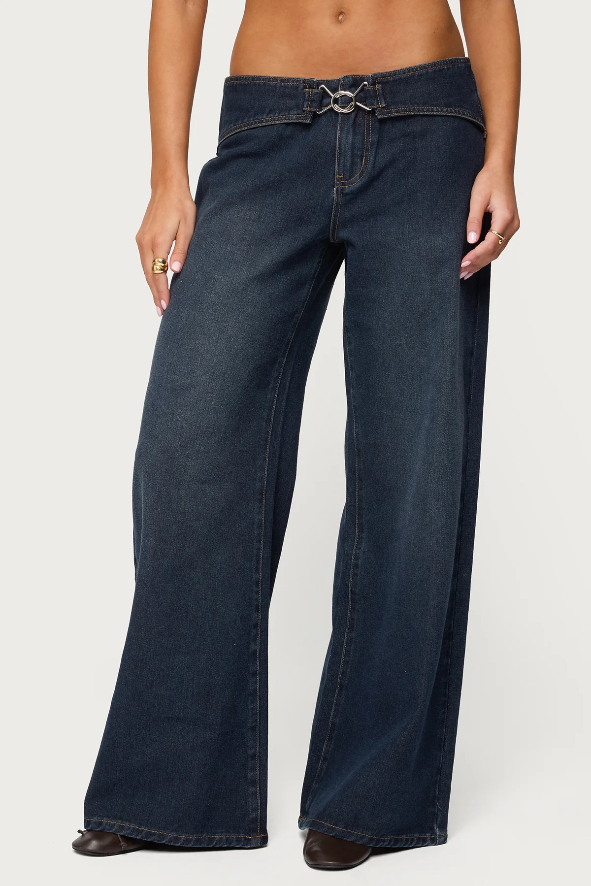 Briah Belted Low Rise Wide Leg Jeans - Image 2