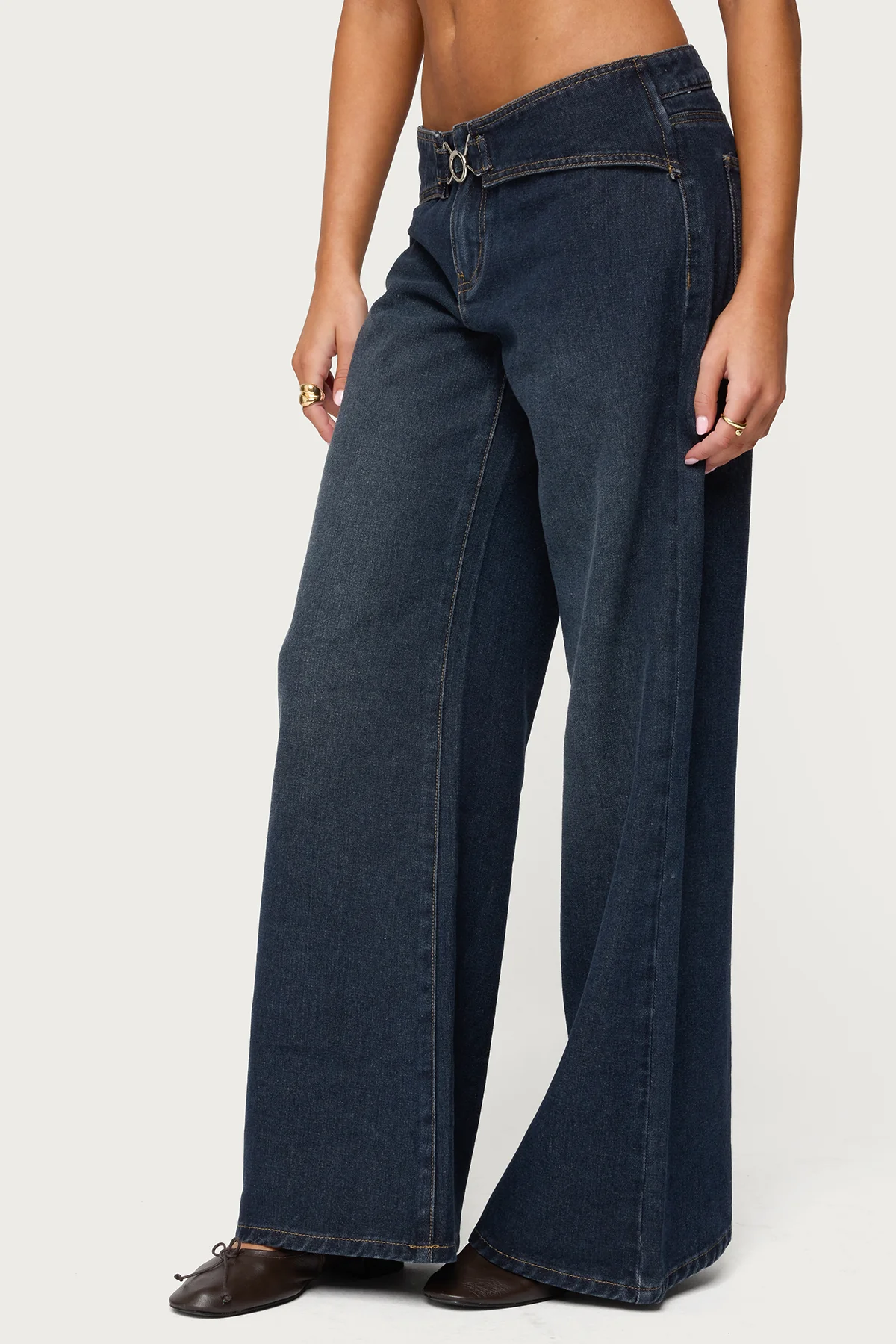 Briah Belted Low Rise Wide Leg Jeans - Image 3
