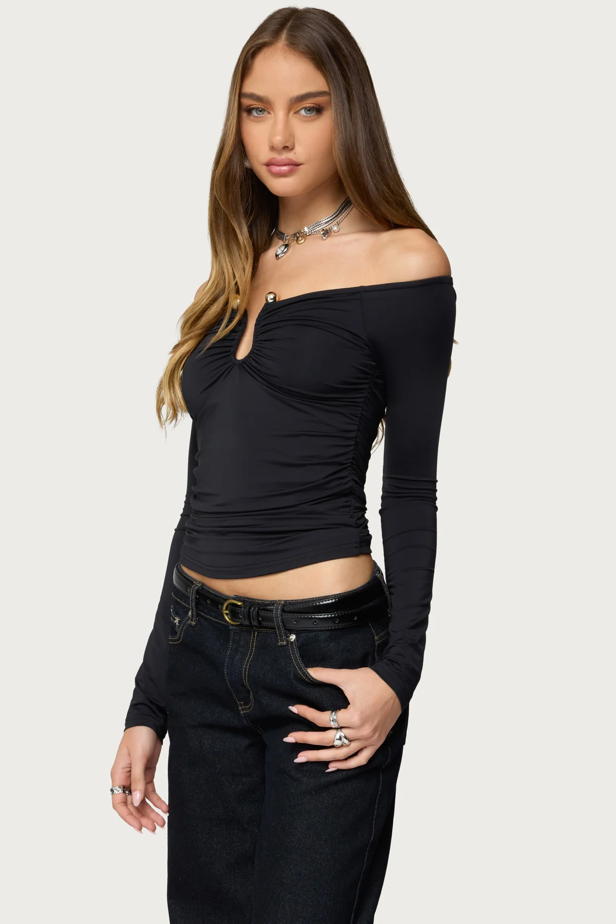 Halle Curved U Off Shoulder Top - Image 3