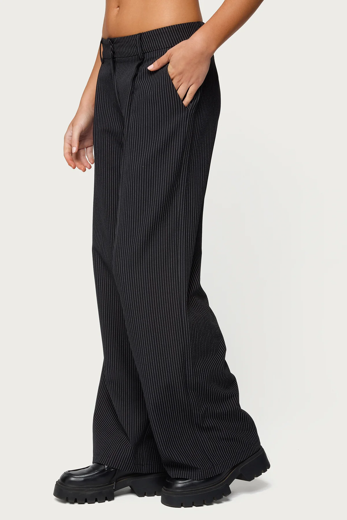 Pinstripe Tailored Straight Leg Pants - Image 3