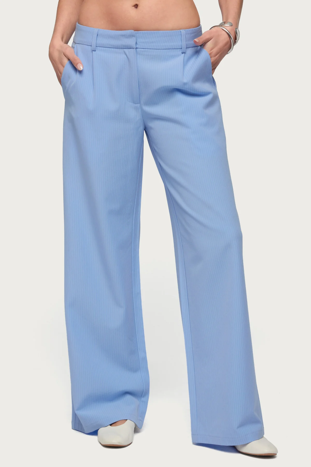 Pinstripe Tailored Straight Leg Pants - Image 2