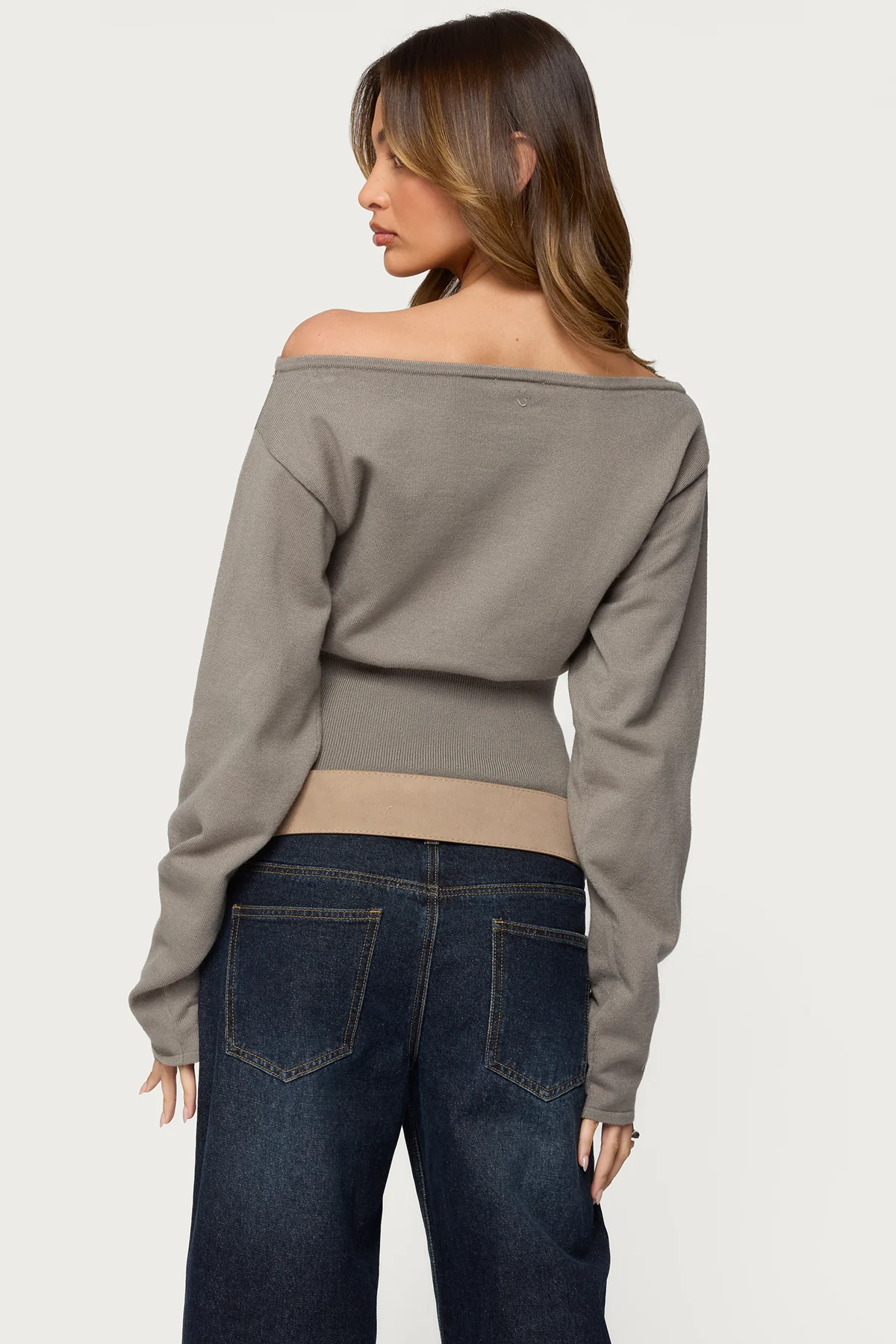 Carmela Iridescent Button Off Shoulder Sweater - Image 5