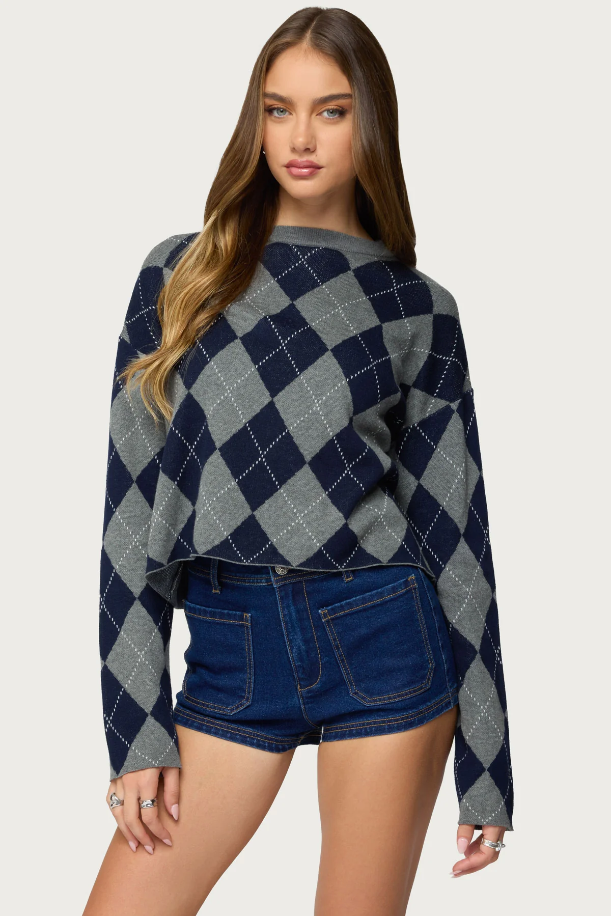 Prep Girl Argyle Knit Top - Image 2