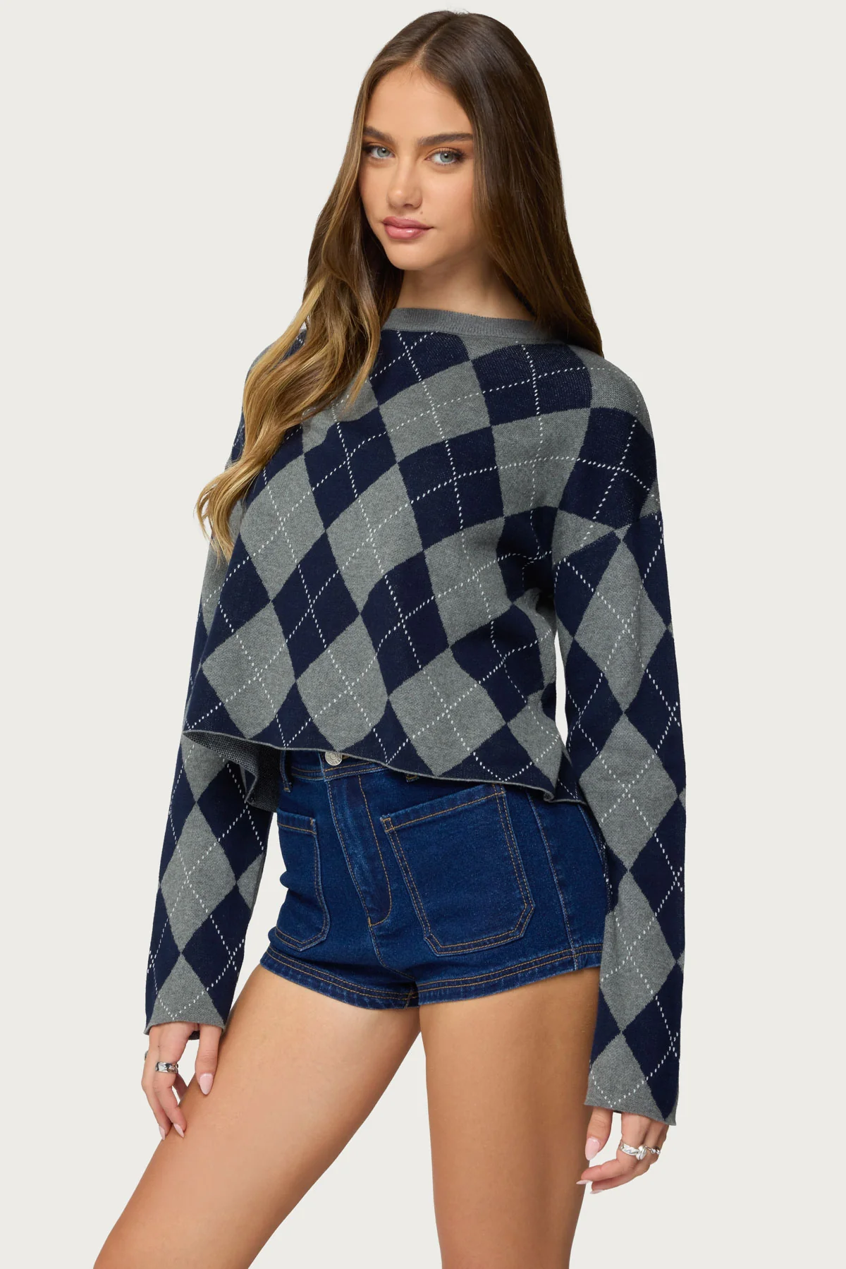 Prep Girl Argyle Knit Top - Image 4