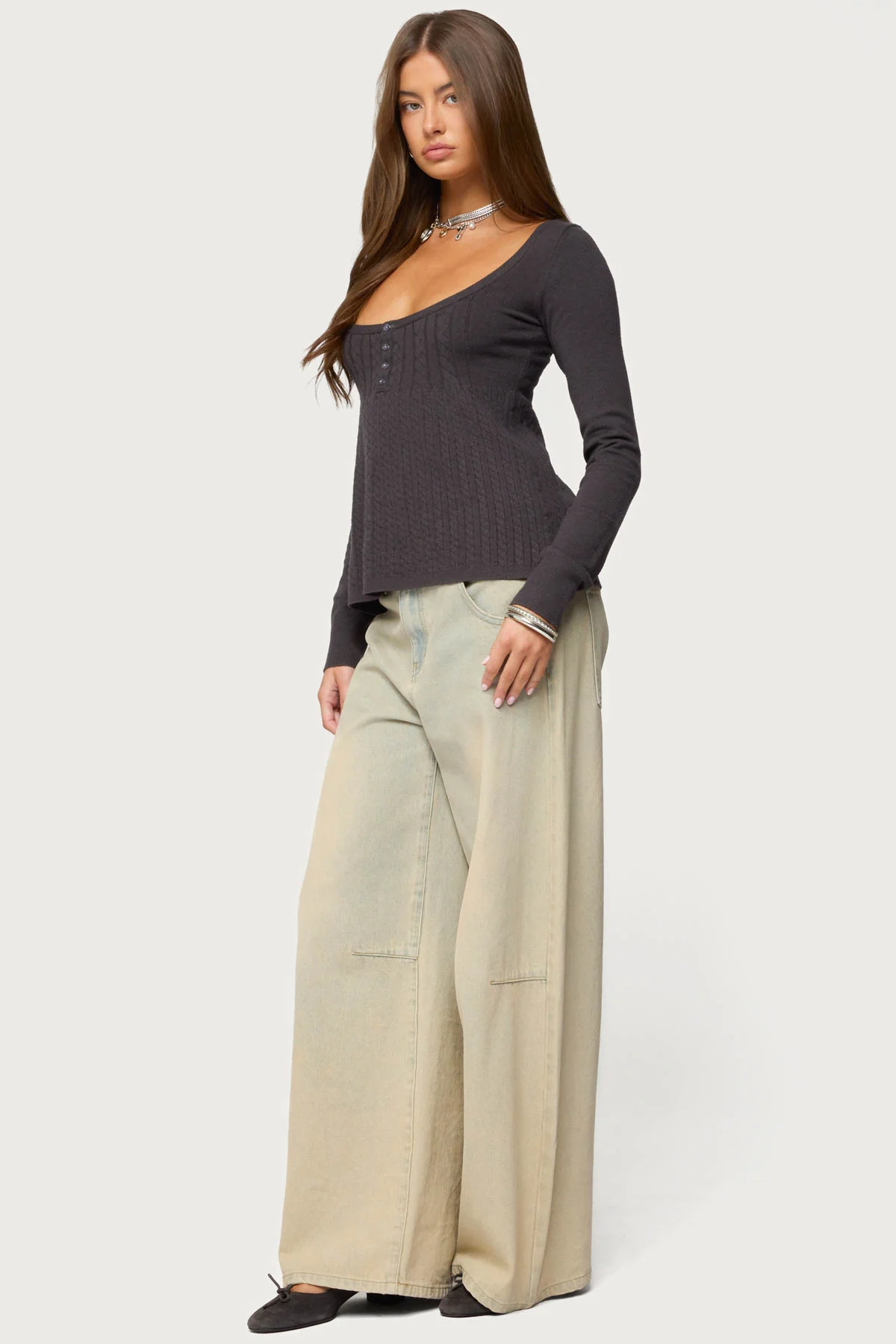 Jaylah Cable Knit Babydoll Top - Image 4
