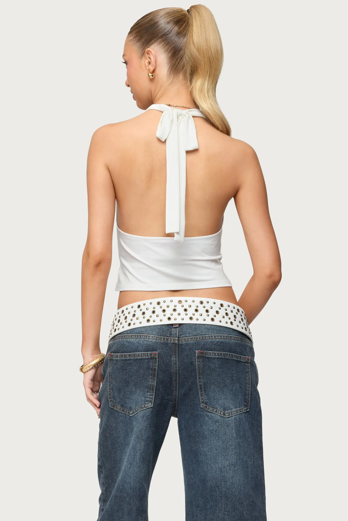 Hook & Eye Cowl Neck Halter Top - Image 5