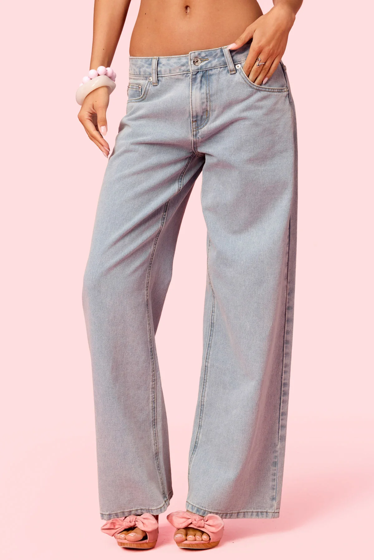 Embroidered Barbie™ Low Rise Baggy Jeans - Image 2