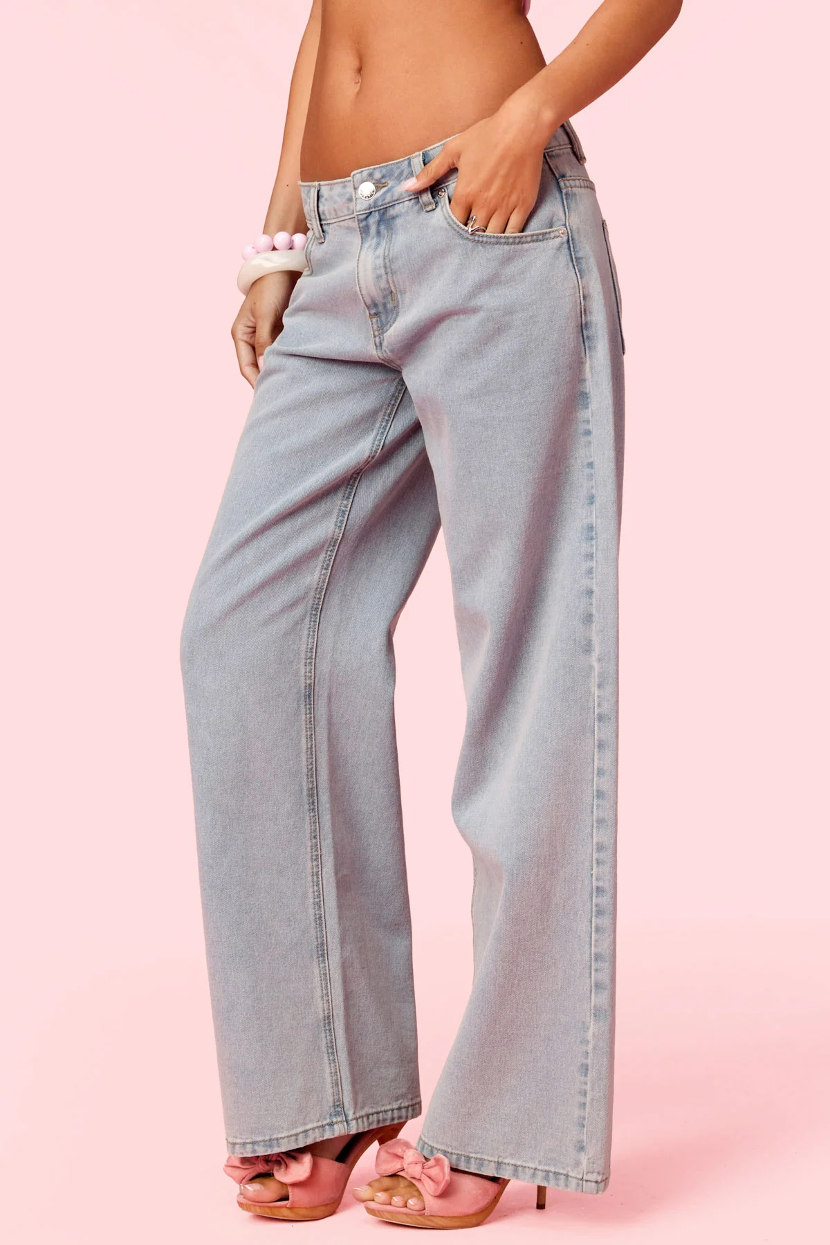 Embroidered Barbie™ Low Rise Baggy Jeans - Image 3