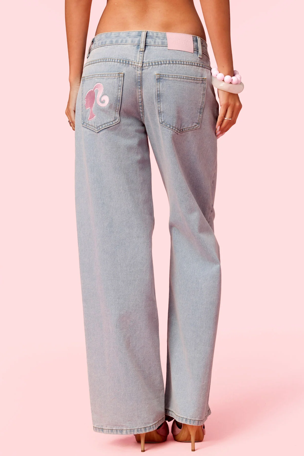 Embroidered Barbie™ Low Rise Baggy Jeans - Image 4