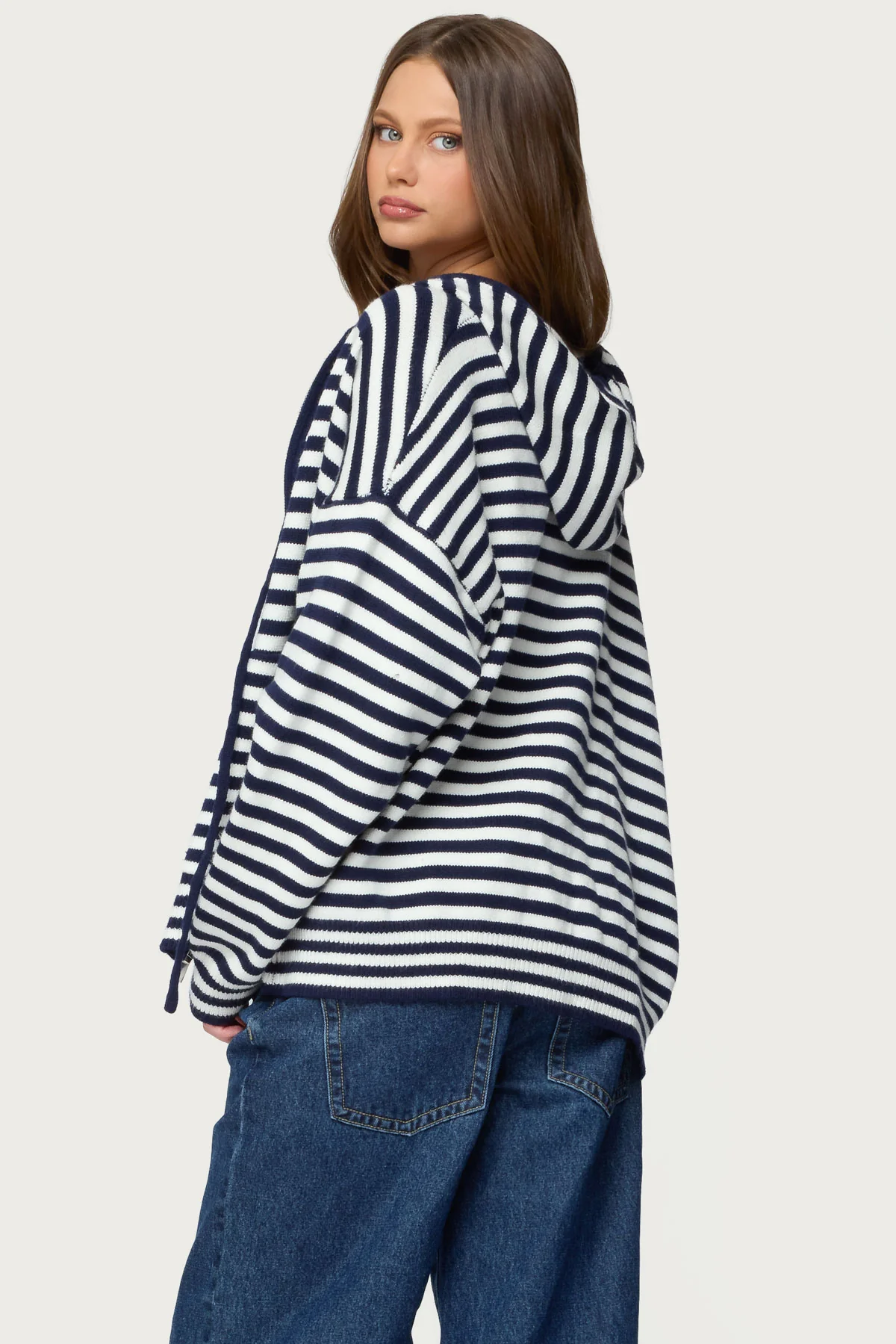 Safari Striped Knit Zip Up Hoodie - Image 4