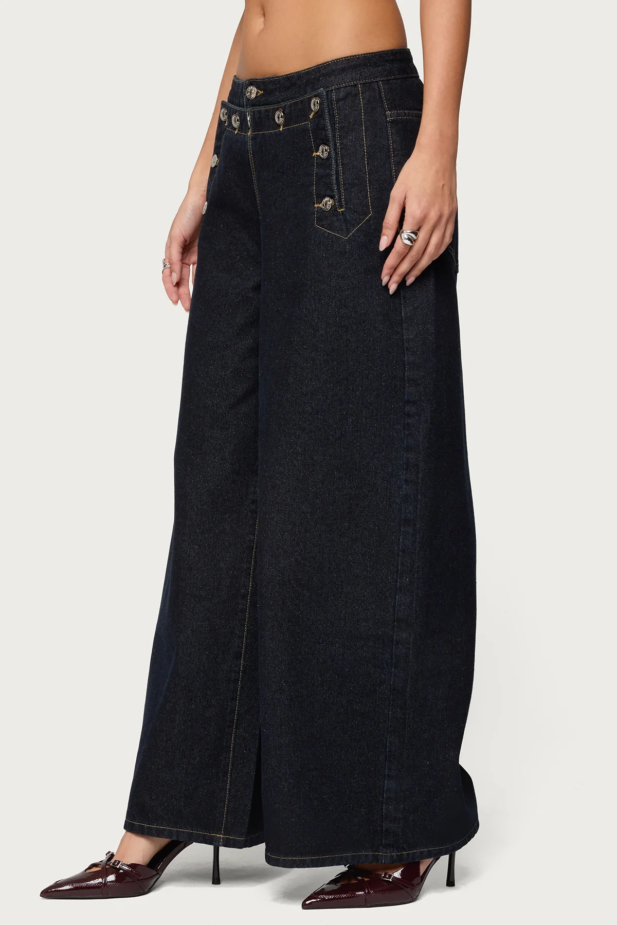 Frida Buttoned Low Rise Baggy Jeans - Image 4
