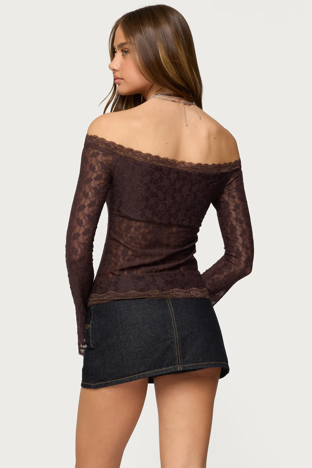 Built In Bra Off Shoulder Lace Top - Image 4