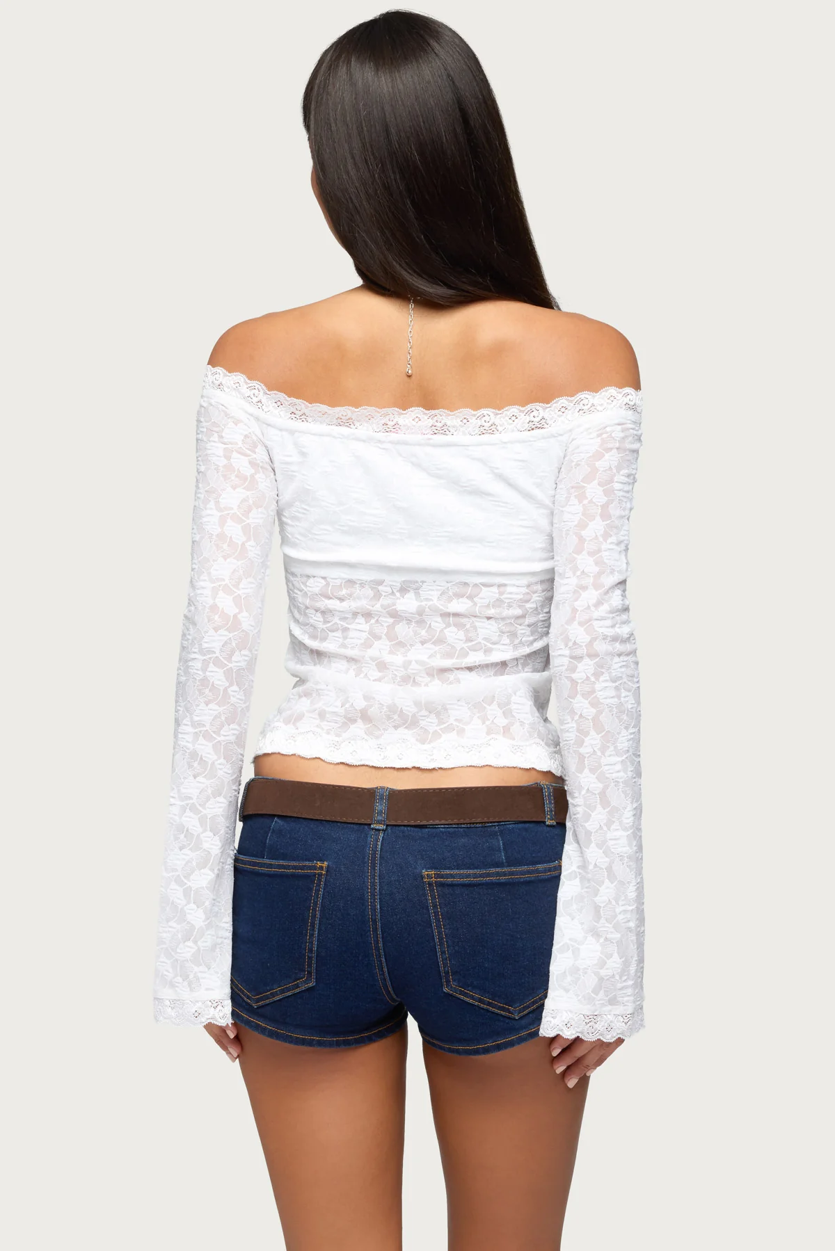 Built In Bra Off Shoulder Lace Top - Image 4