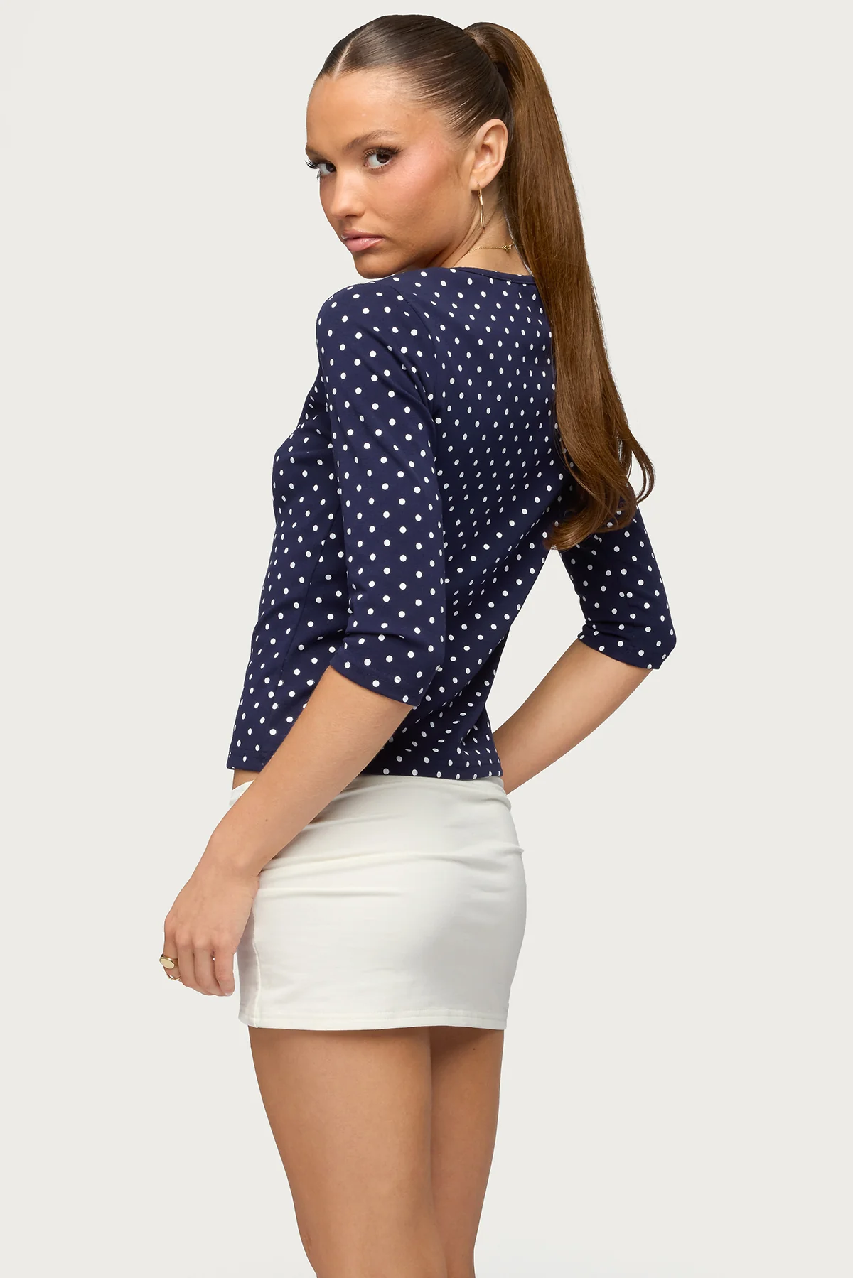 Lela Polka Dot Quarter Sleeve Top - Image 3