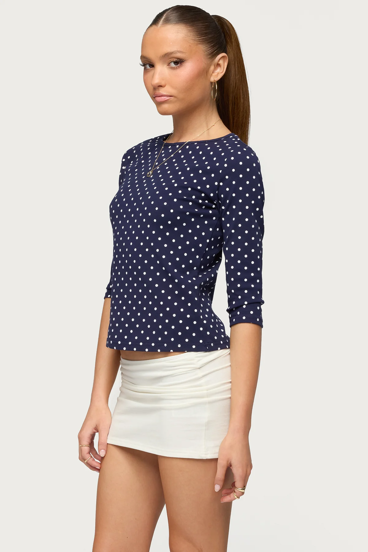Lela Polka Dot Quarter Sleeve Top - Image 4