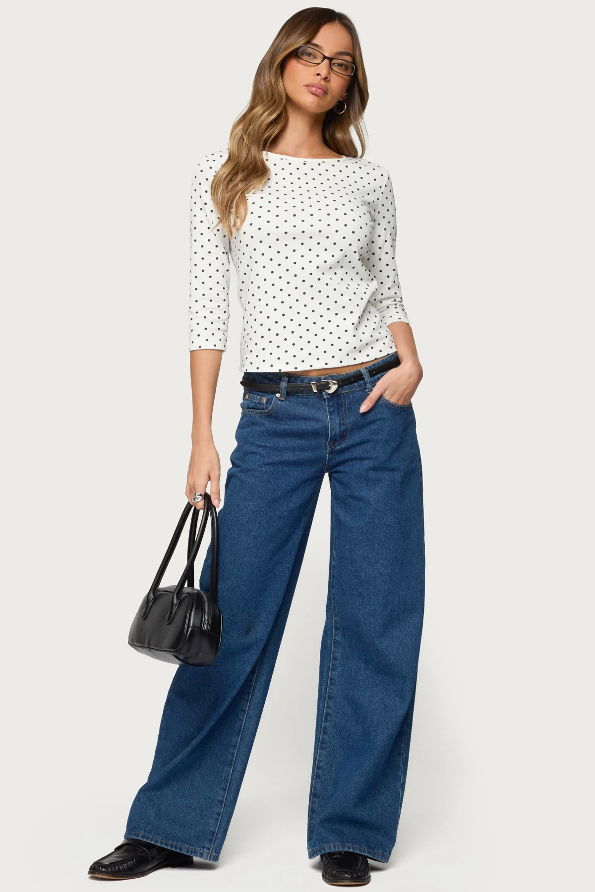 Lela Polka Dot Quarter Sleeve Top - Image 2