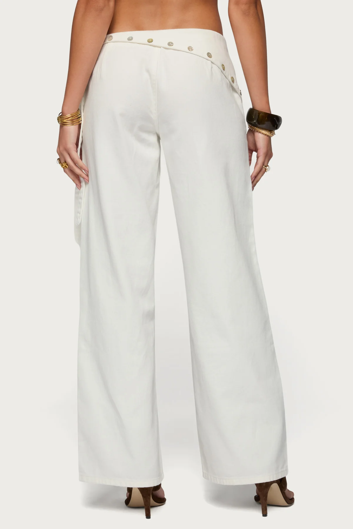 Button Foldover Low Rise Baggy Jeans - Image 5